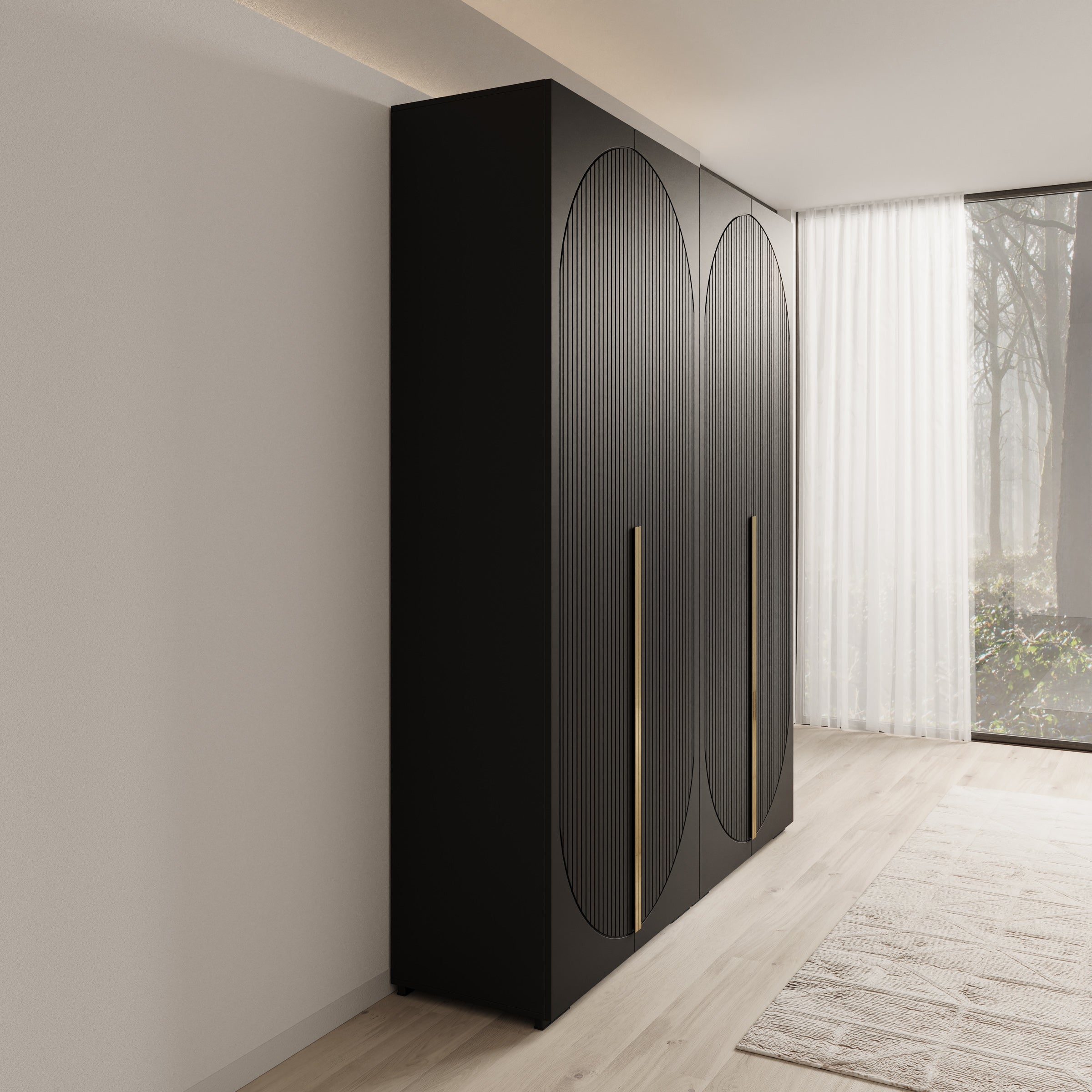 Mayfair - Kledingkast 4-deurs - Zwart - 200x47x237 cm