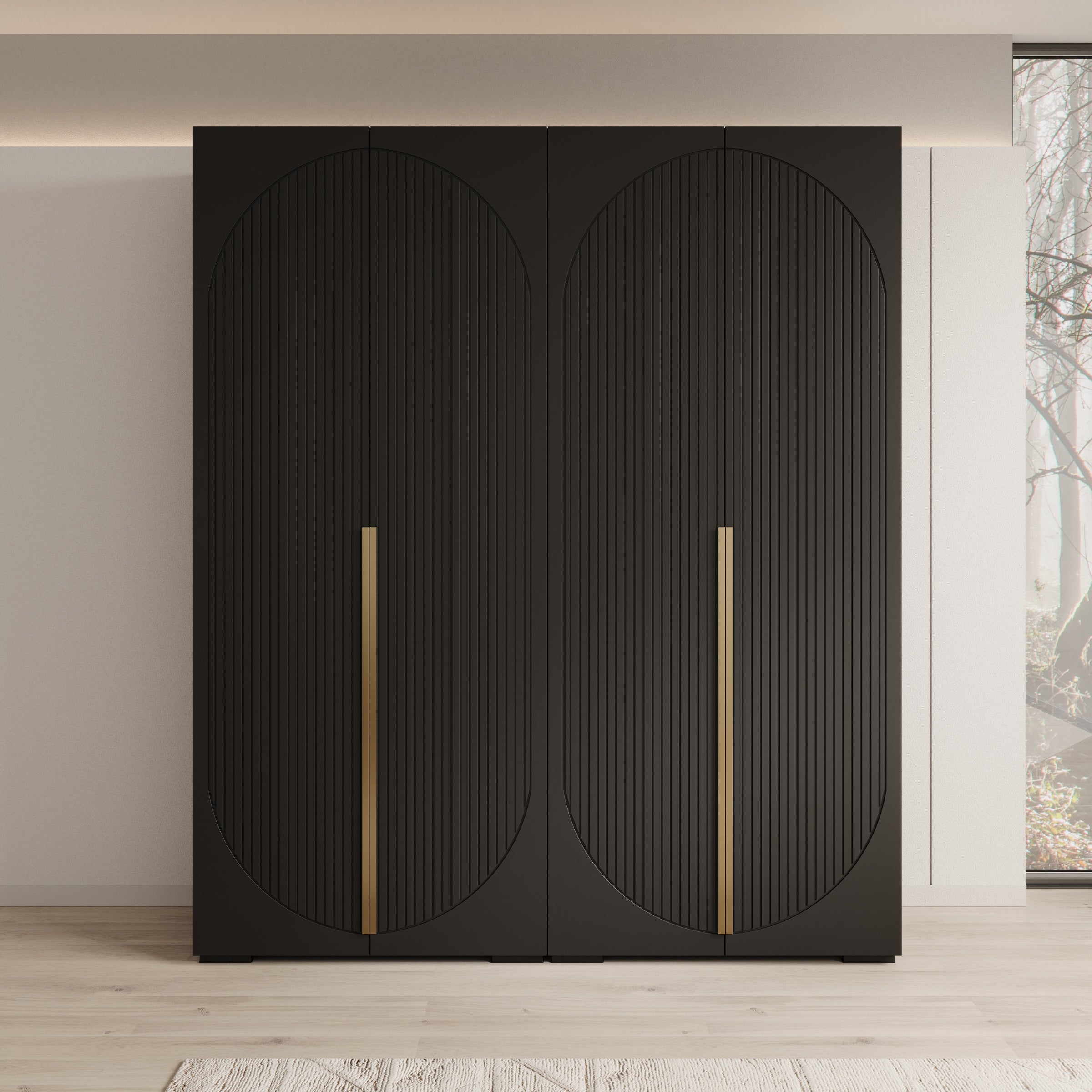Mayfair - Kledingkast 4-deurs - Zwart - 200x47x237 cm