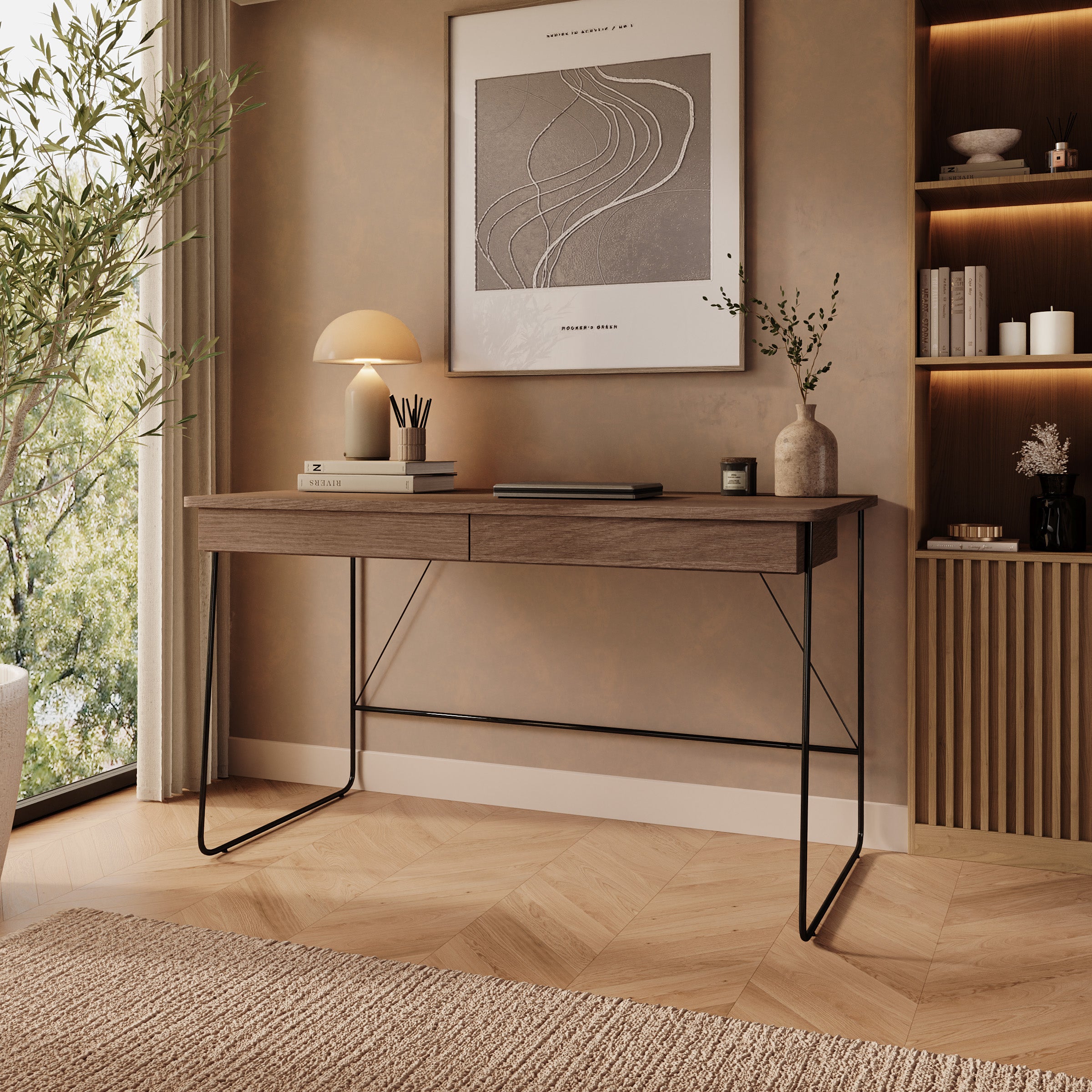 Medea - Bureau - Donker eikenpatroon - 135x67x77 cm