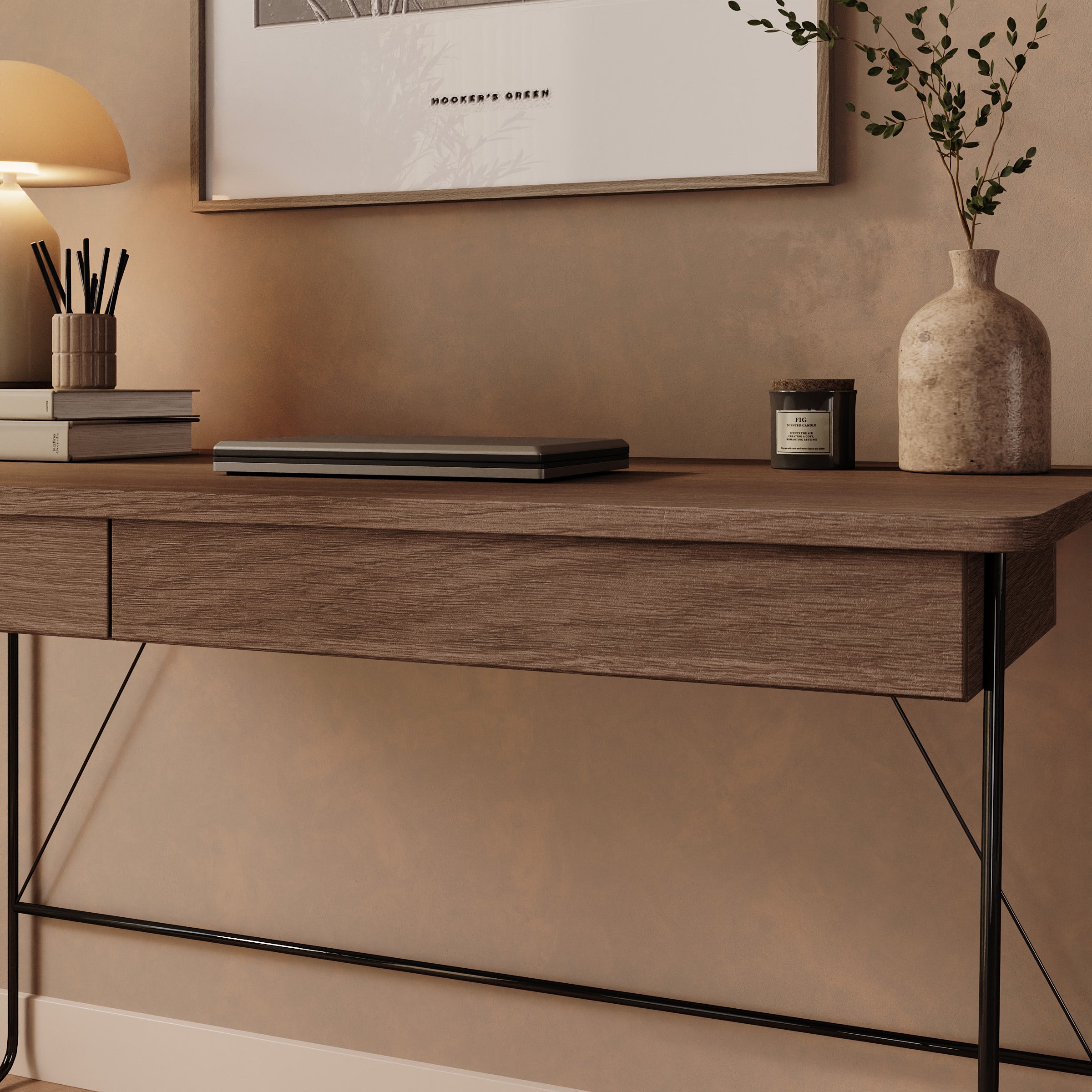 Medea - Bureau - Donker eikenpatroon - 135x67x77 cm