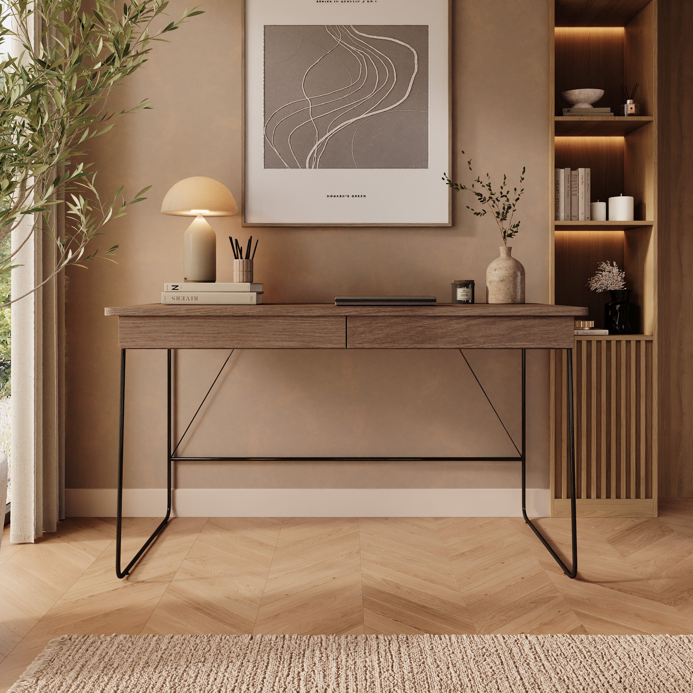 Medea - Bureau - Donker eikenpatroon - 135x67x77 cm
