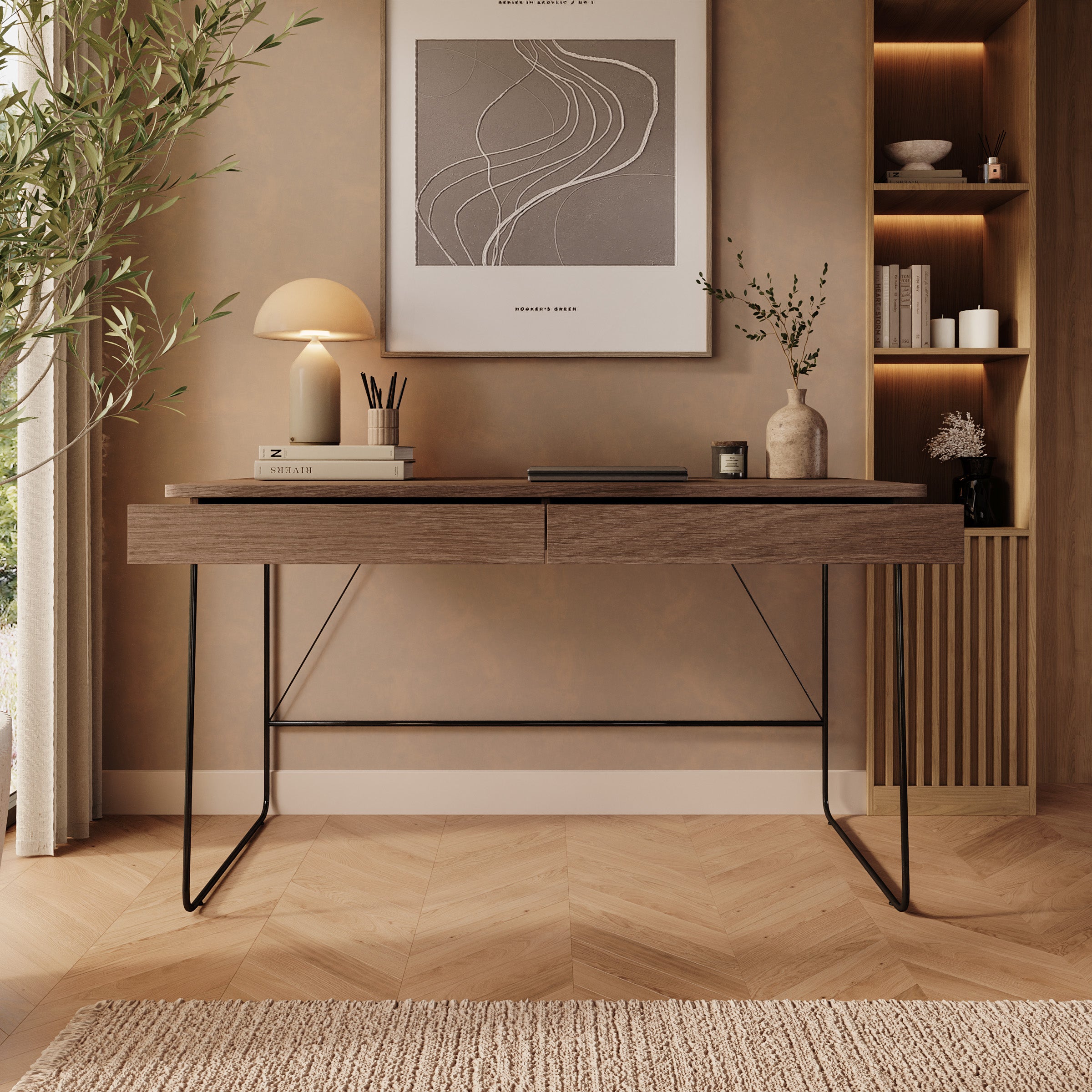 Medea - Bureau - Donker eikenpatroon - 135x67x77 cm