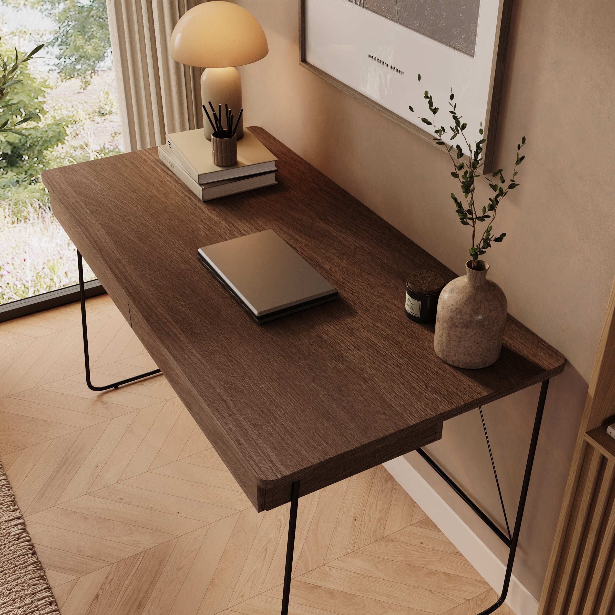 Medea - Bureau - Donker eikenpatroon - 135x67x77 cm
