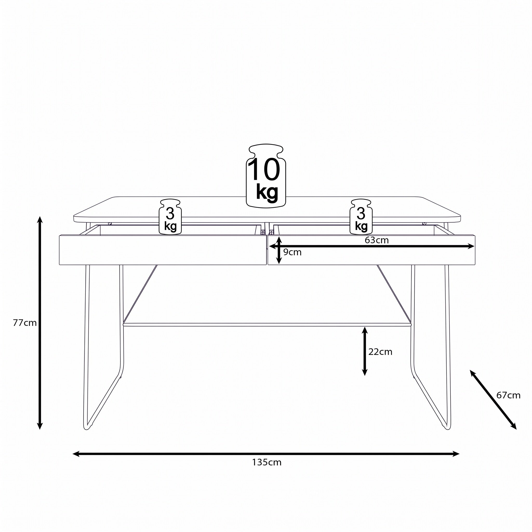 Medea - Bureau - Donker eikenpatroon - 135x67x77 cm