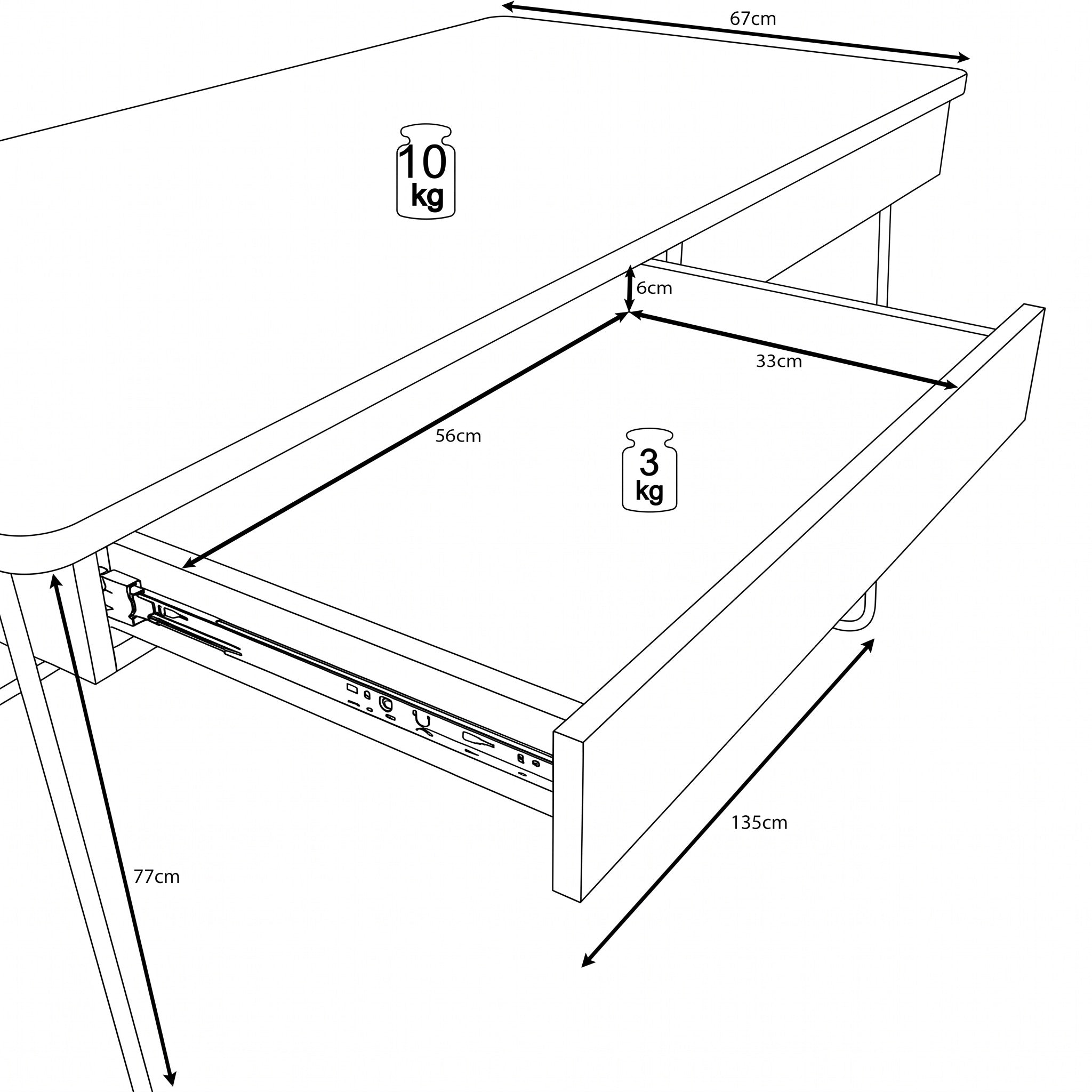 Medea - Bureau - Donker eikenpatroon - 135x67x77 cm
