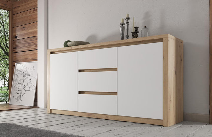 Melody - Dressoir - Wit/eiken - 140x43x80 cm