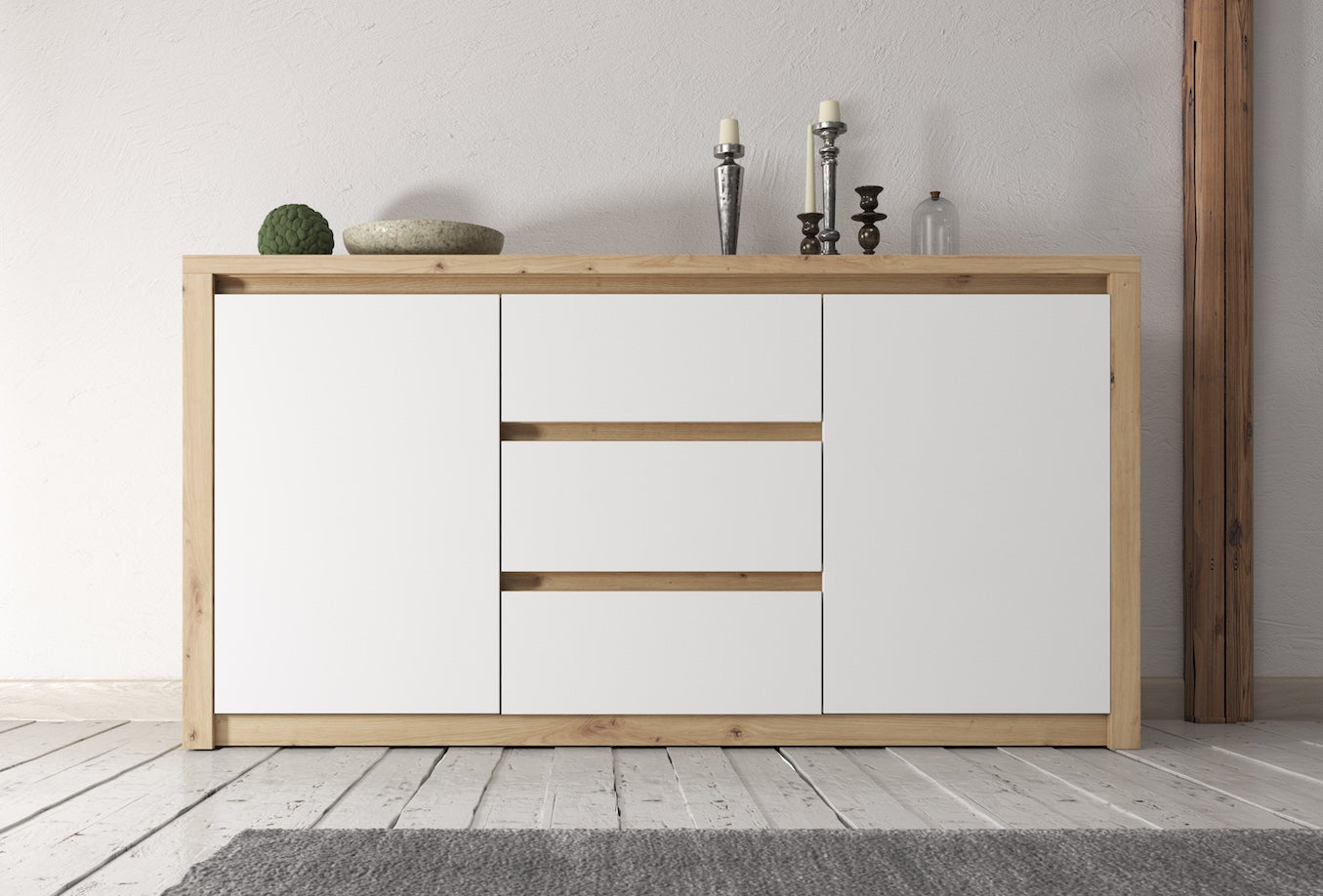 Melody - Dressoir - Wit/eiken - 140x43x80 cm