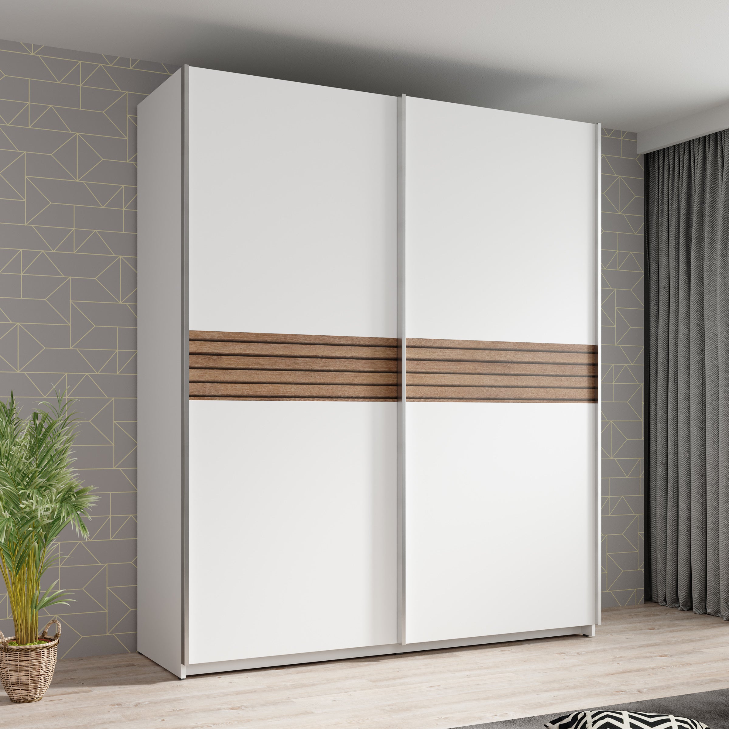 Mendoza - Kledingkast - Wit - 170x59x205 cm