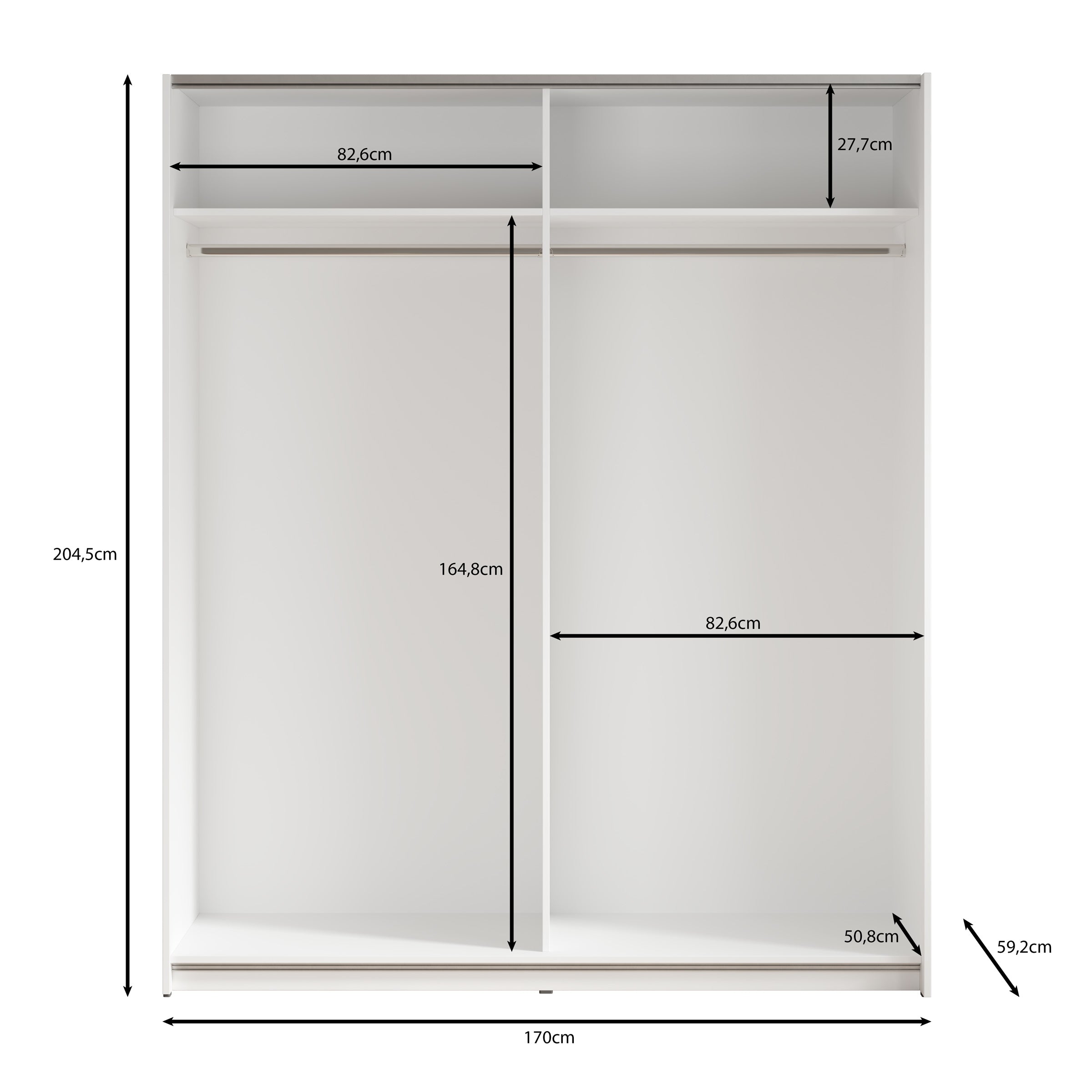 Mendoza - Kledingkast - Wit - 170x59x205 cm