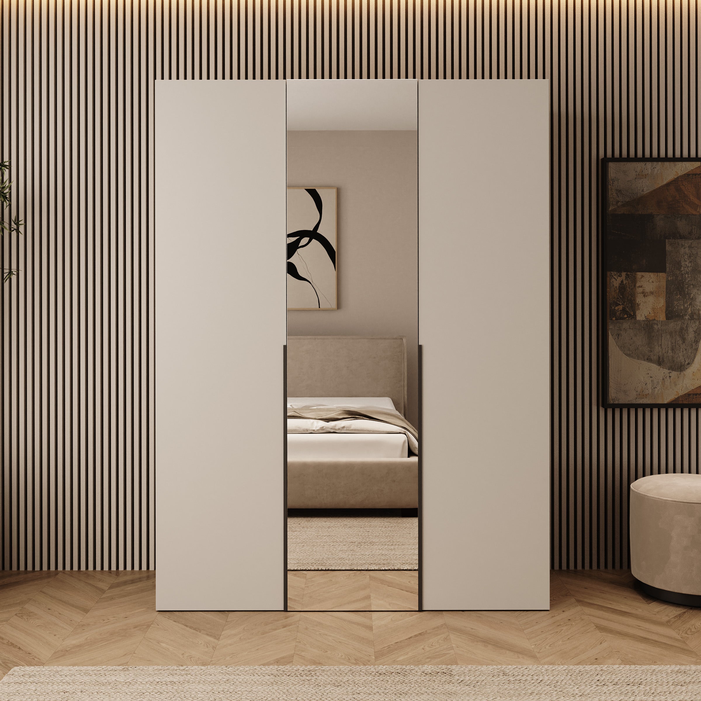 Mercer - Kledingkast 3-deurs - Beige - 150x52x202 cm