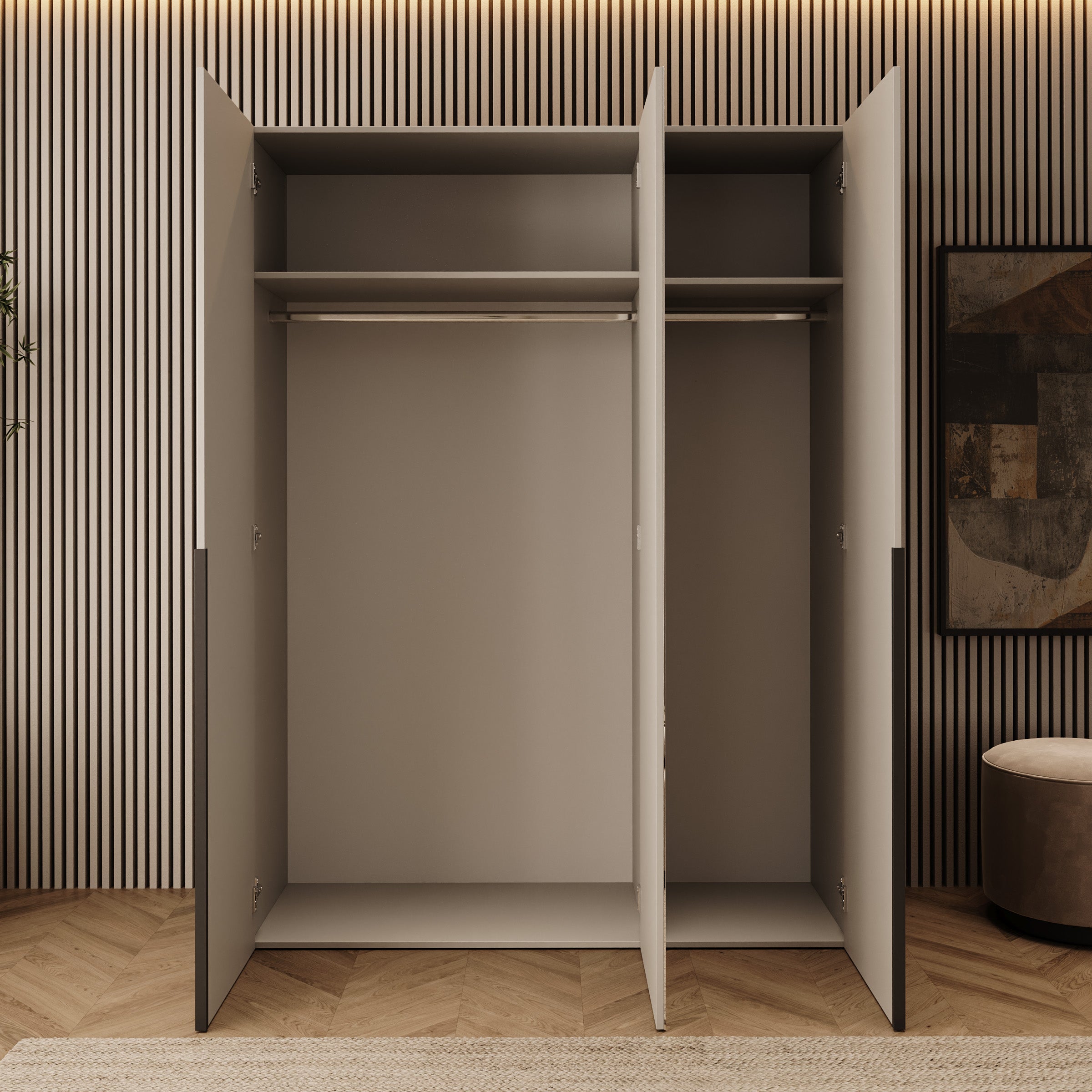 Mercer - Kledingkast 3-deurs - Beige - 150x52x202 cm