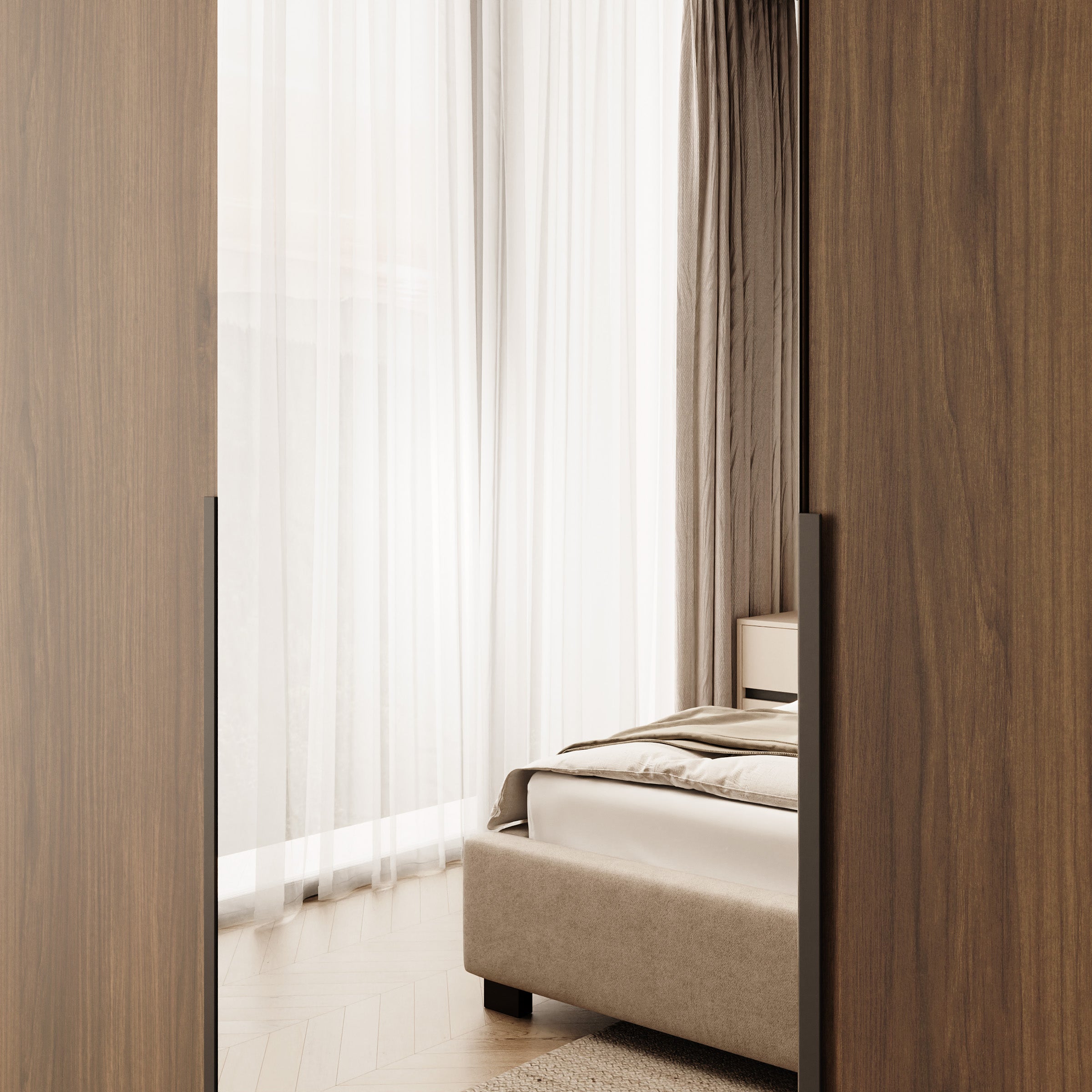 Mercer - Kledingkast 3-deurs - Walnootpatroon - 150x52x202 cm
