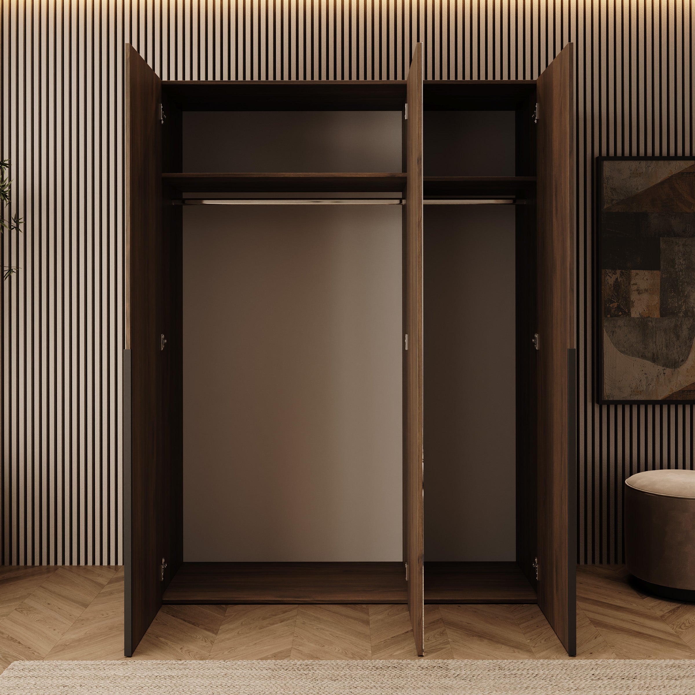 Mercer - Kledingkast 3-deurs - Walnootpatroon - 150x52x202 cm