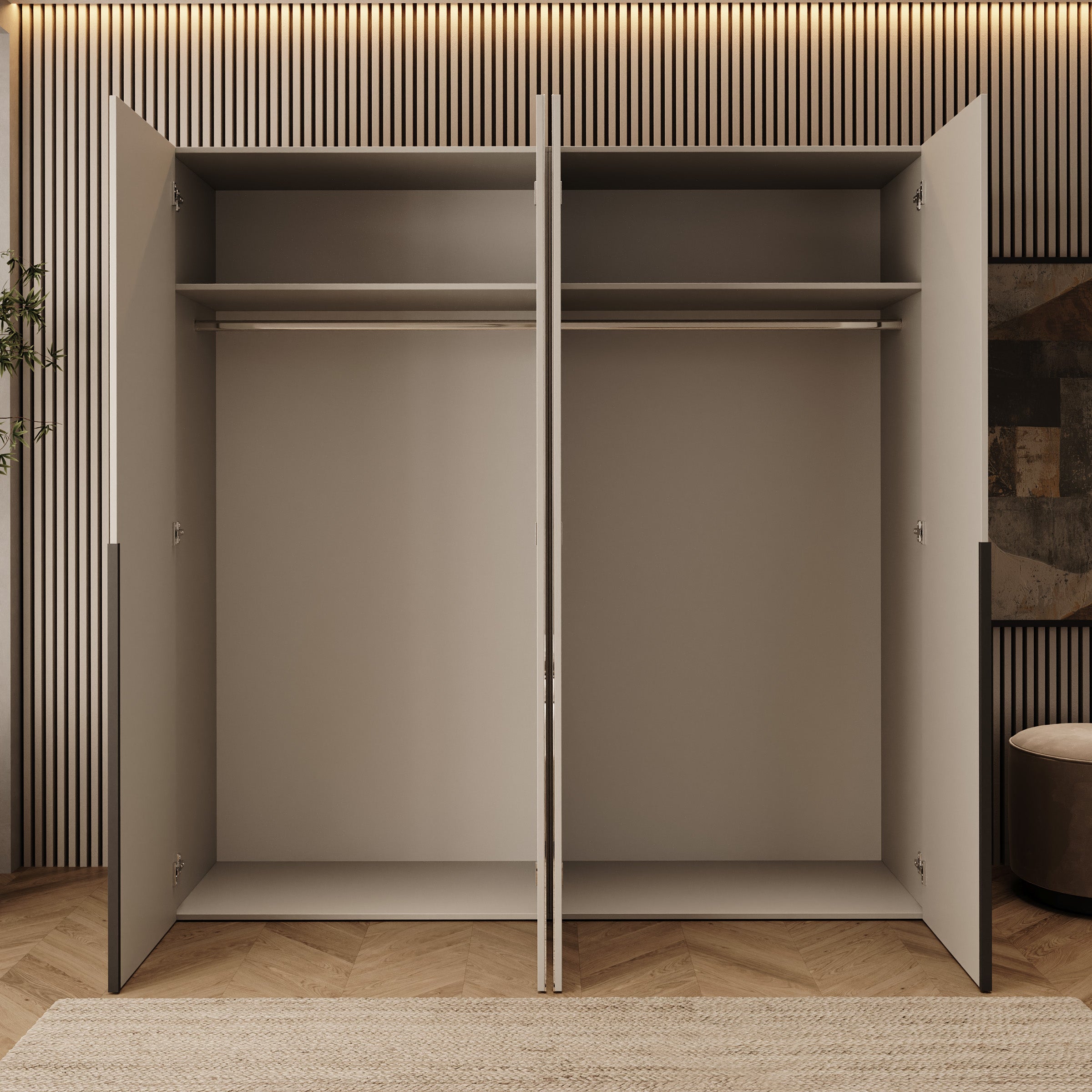 Mercer - Kledingkast 4-deurs - Beige - 200x52x202 cm