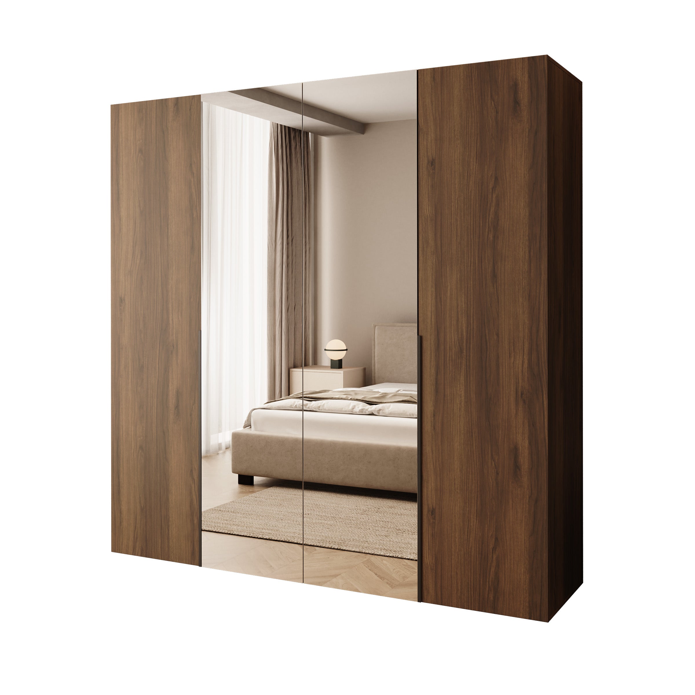 Mercer - Kledingkast 4-deurs - Walnootpatroon - 200x52x202 cm