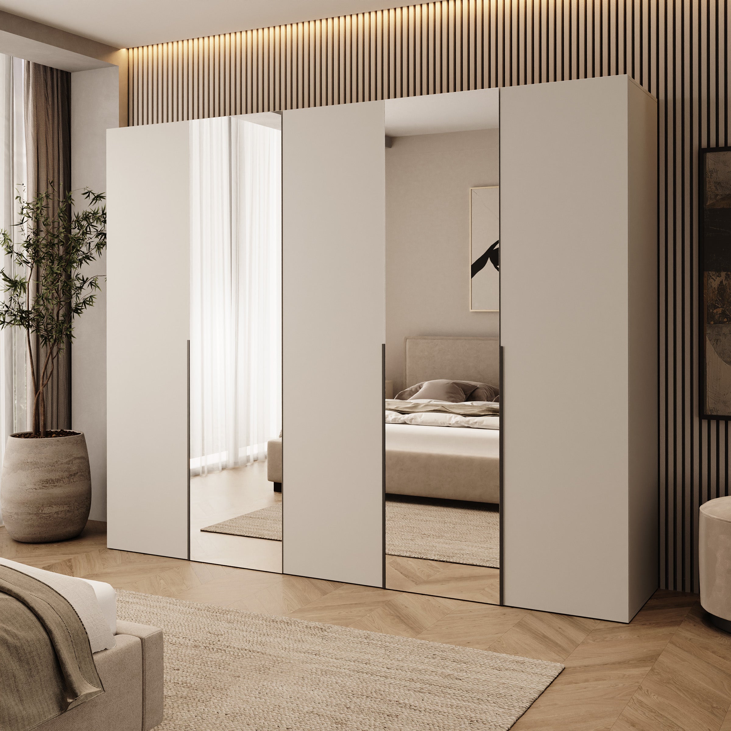 Mercer - Kledingkast 5-deurs - Beige - 250x52x202 cm