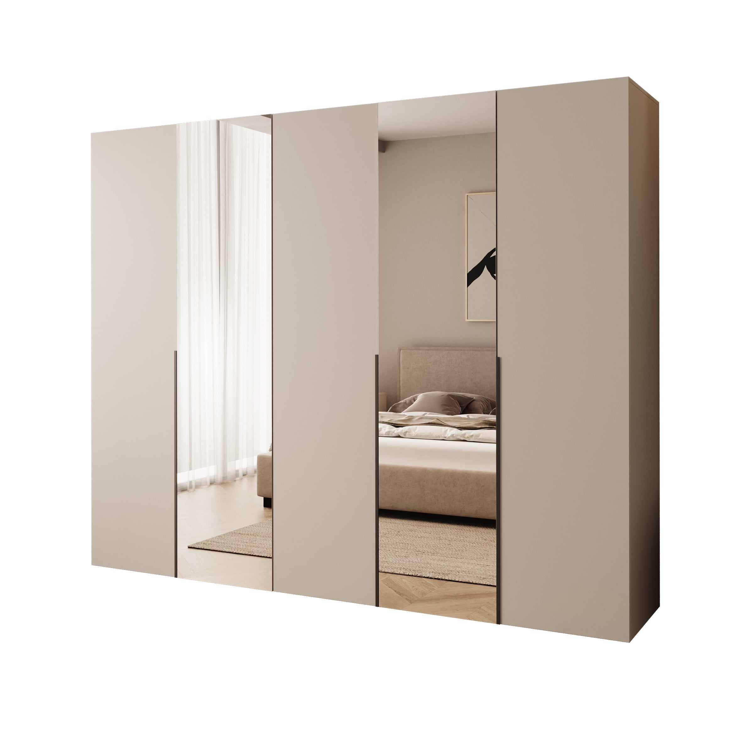 Mercer - Kledingkast 5-deurs - Beige - 250x52x202 cm