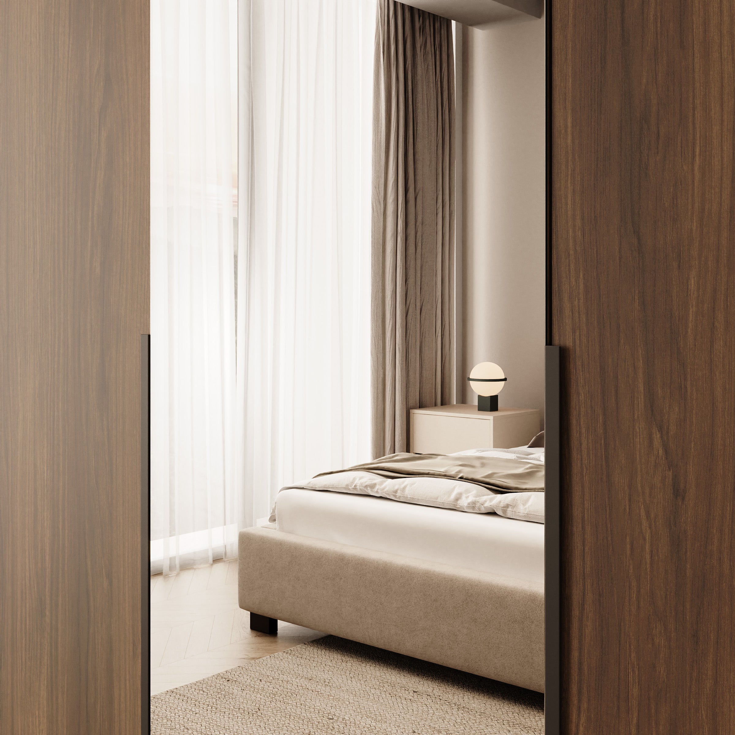 Mercer - Kledingkast 5-deurs - Walnootpatroon - 250x52x202 cm