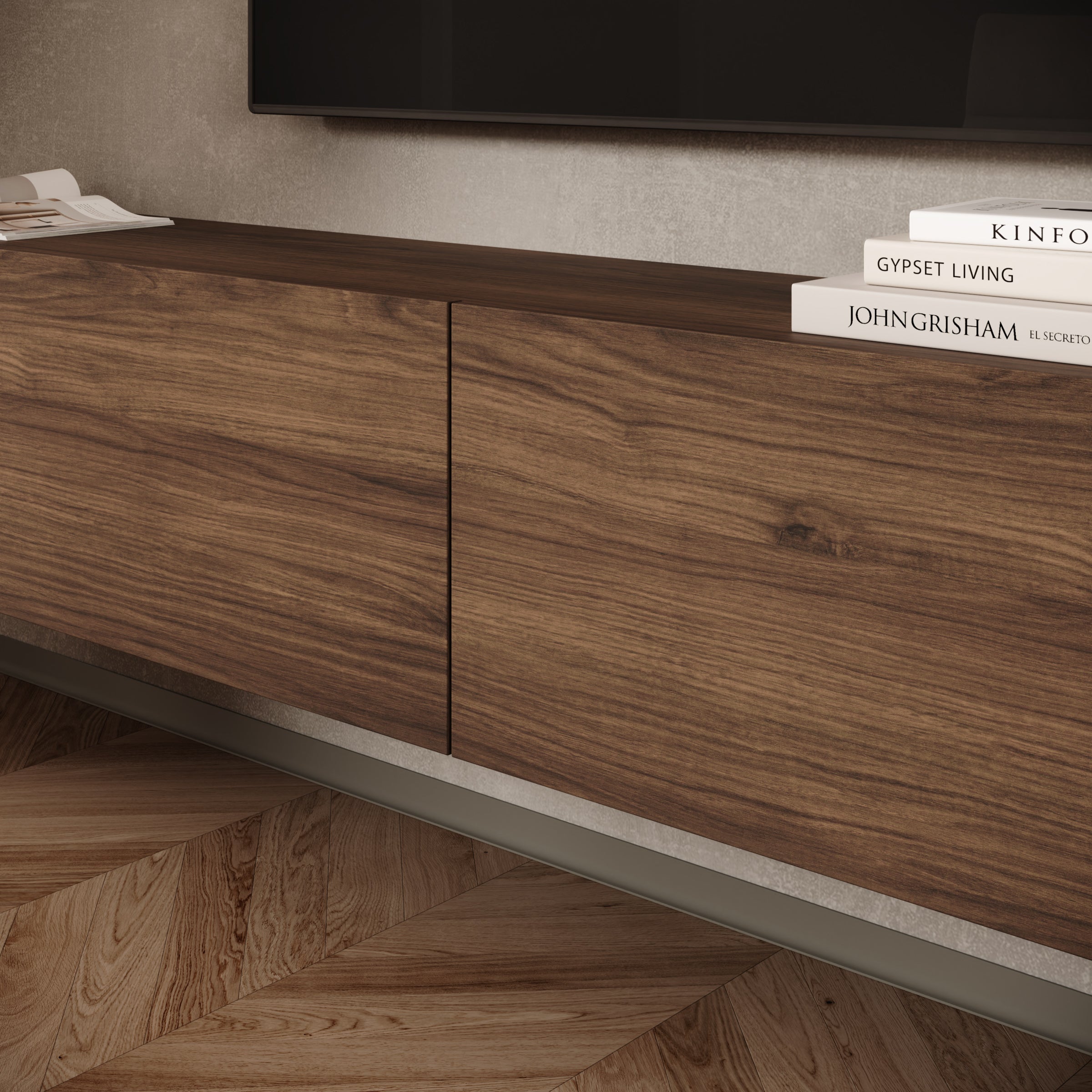 Merion - TV-Meubel - Walnootpatroon - 180x32x32 cm