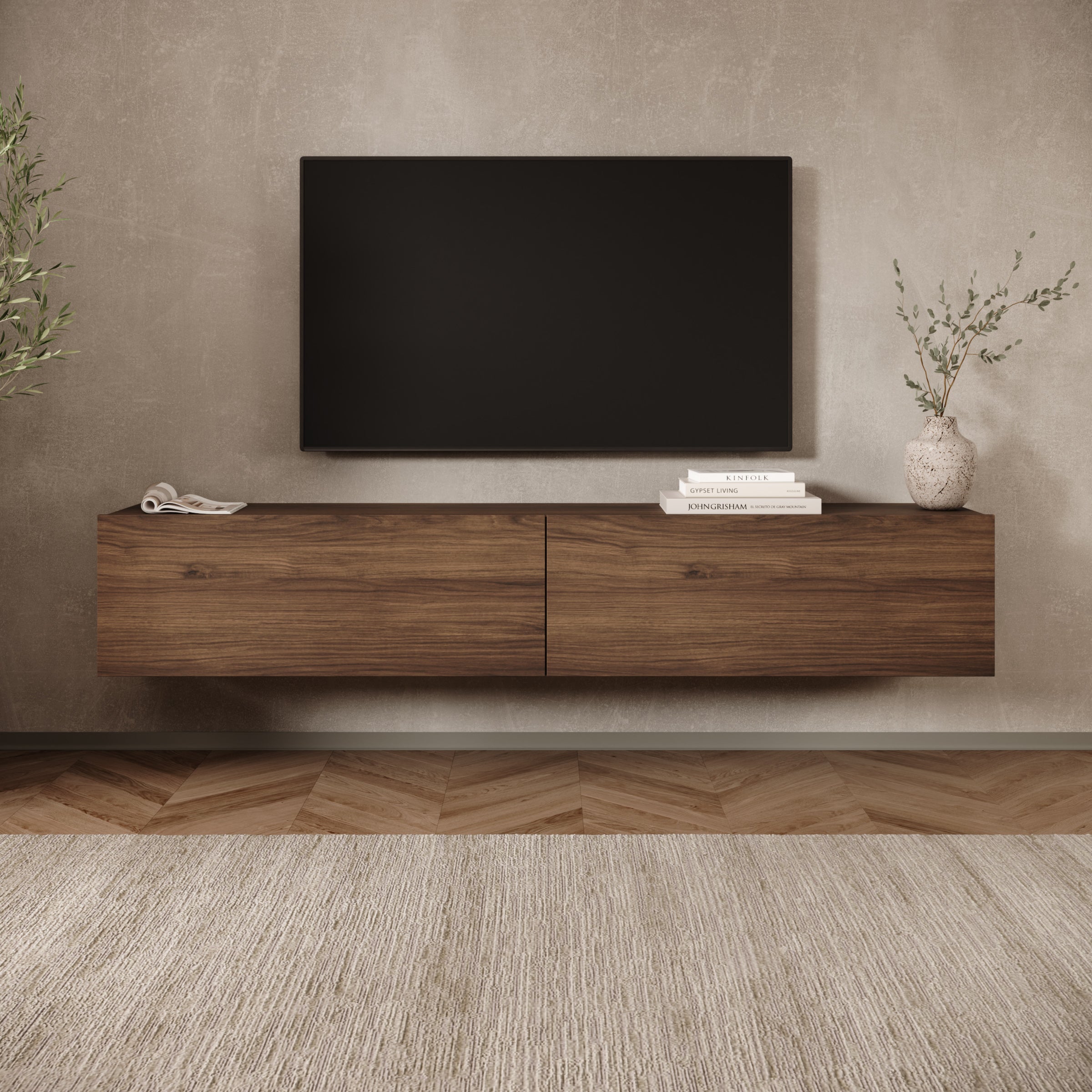 Merion - TV-Meubel - Walnootpatroon - 180x32x32 cm