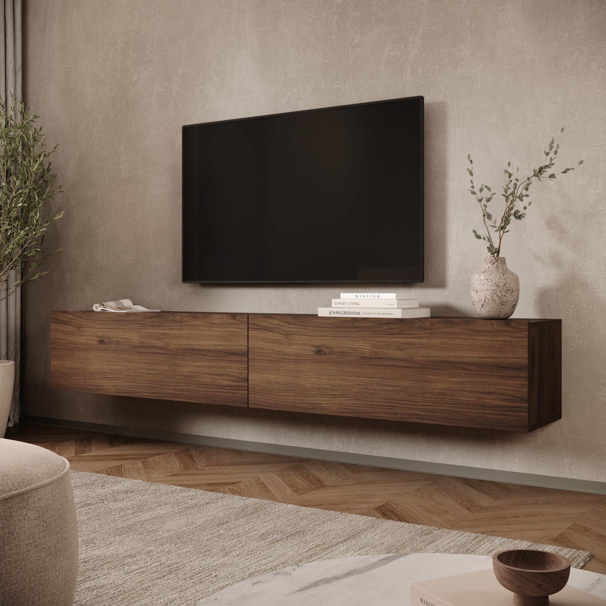Merion - TV-Meubel - Walnootpatroon - 200x32x32 cm