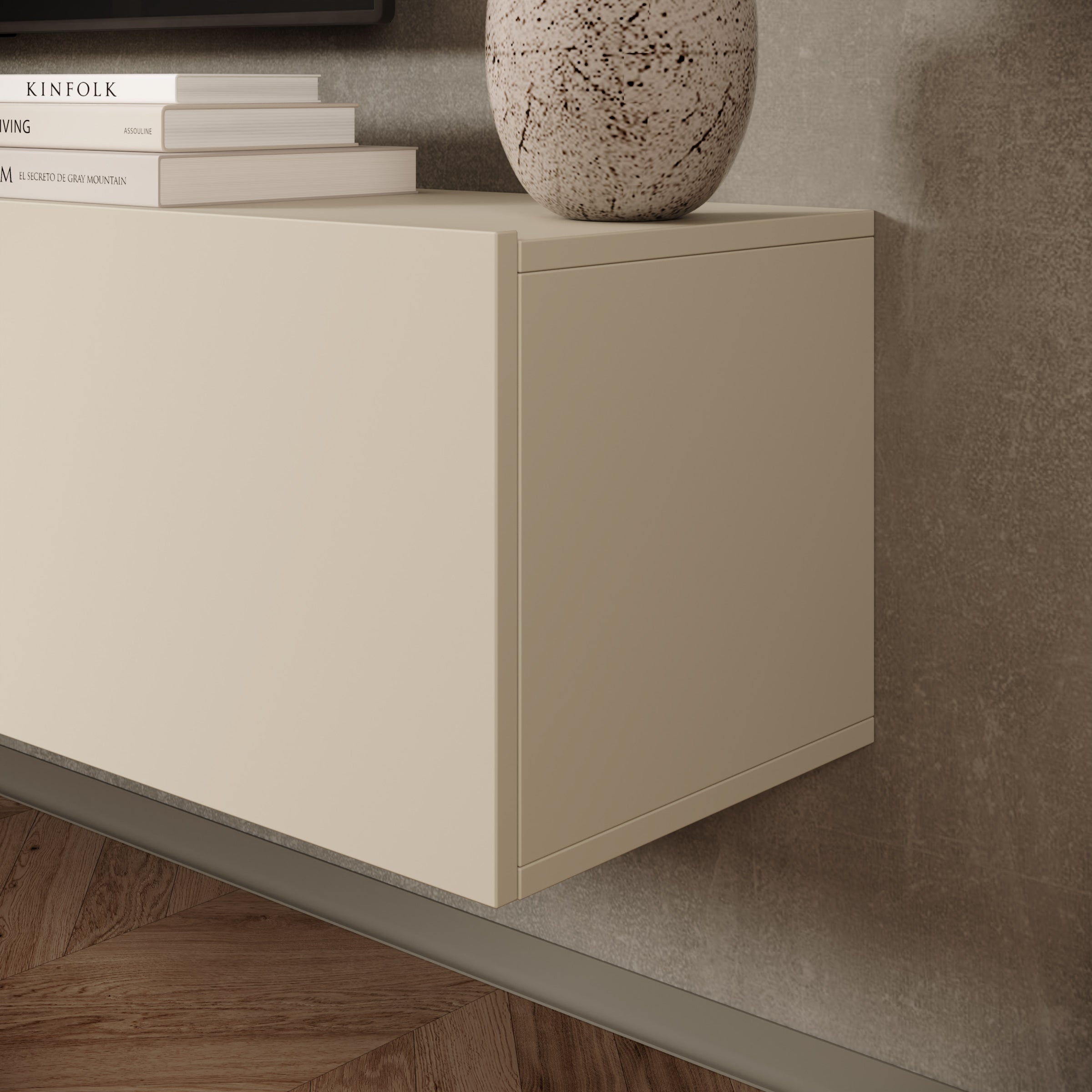 Merion - TV-Meubel met sfeerhaard - Beige - 180x32x32 cm