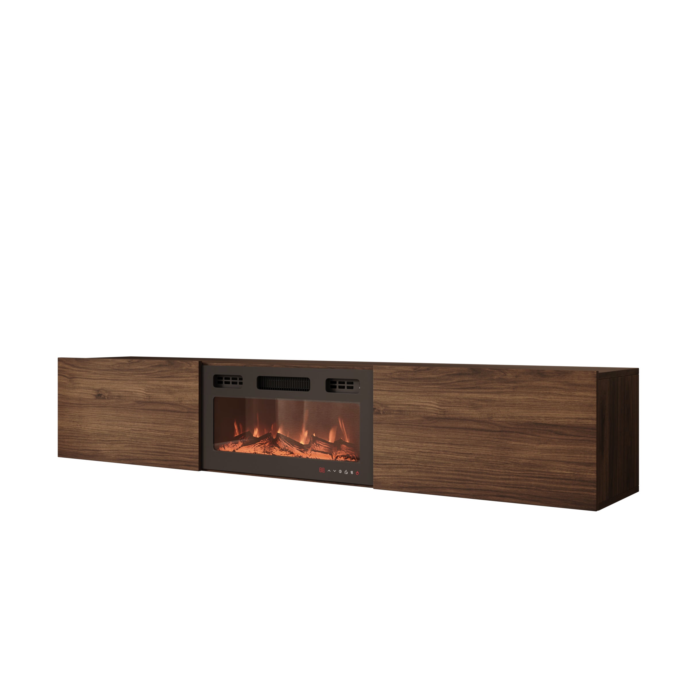 Merion - TV-Meubel met sfeerhaard - Walnootpatroon - 180x32x32 cm
