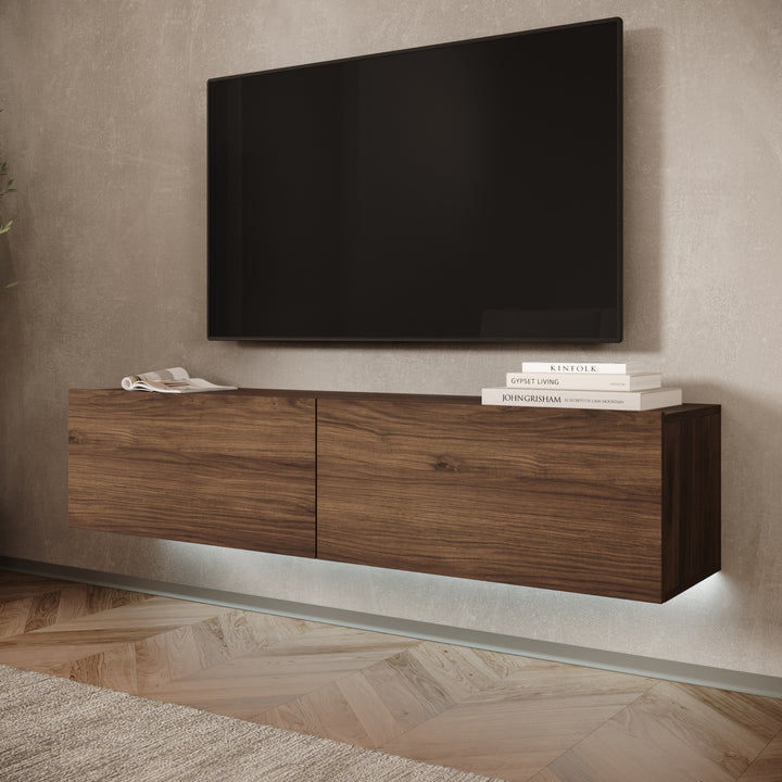Merion - TV-Meubel met verlichting - Walnootpatroon - 144x32x32 cm