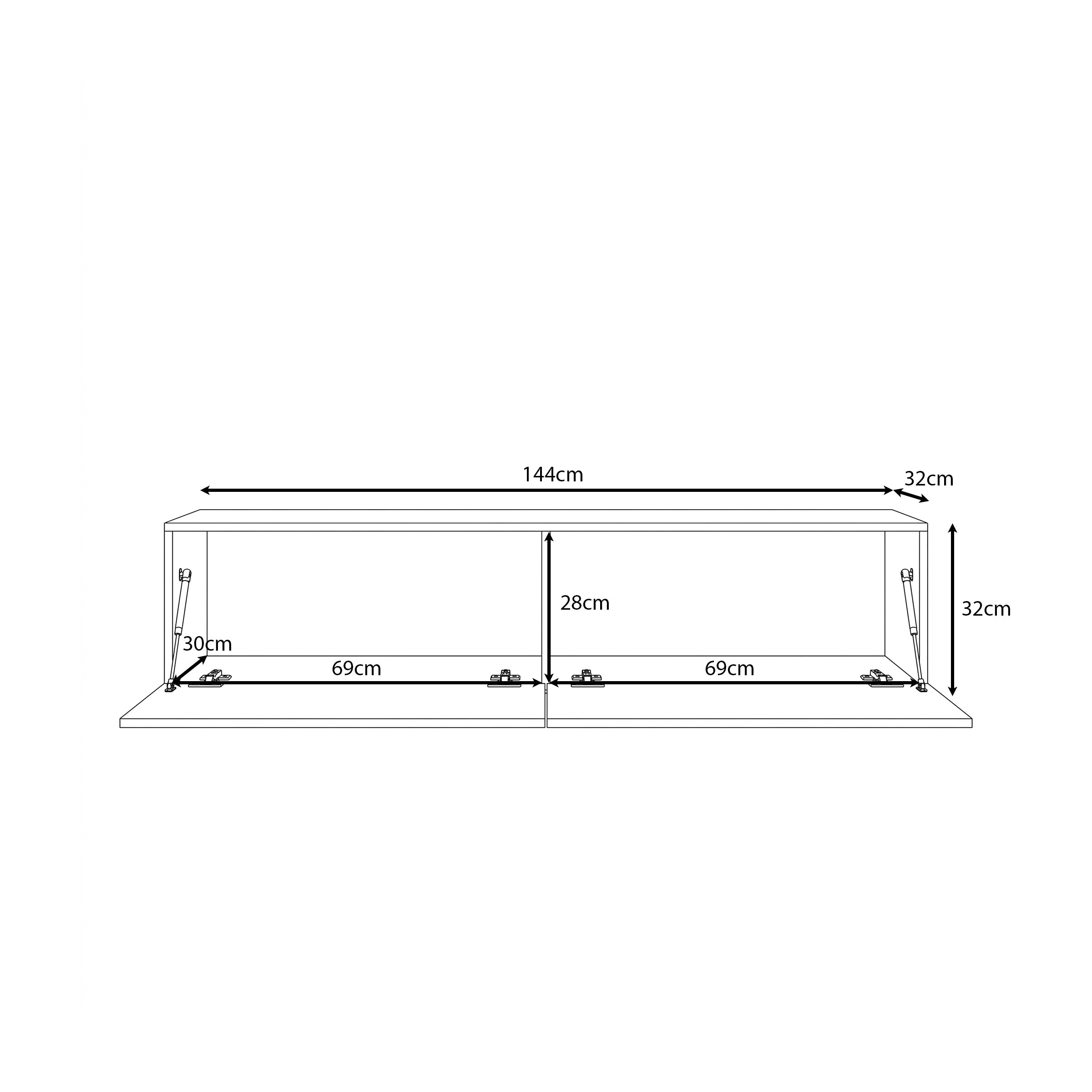 Merion - TV-Meubel met verlichting - Walnootpatroon - 144x32x32 cm