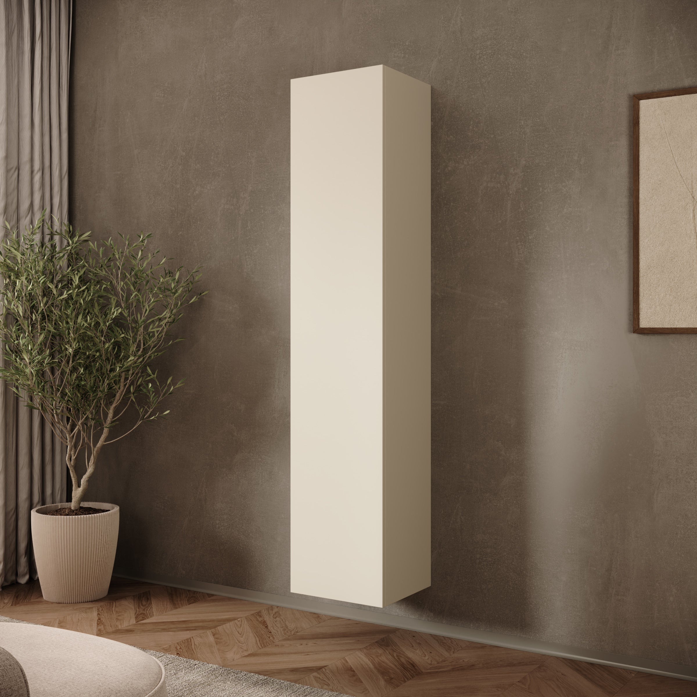 Merion - Vitrinekast - Beige - 35x32x168 cm