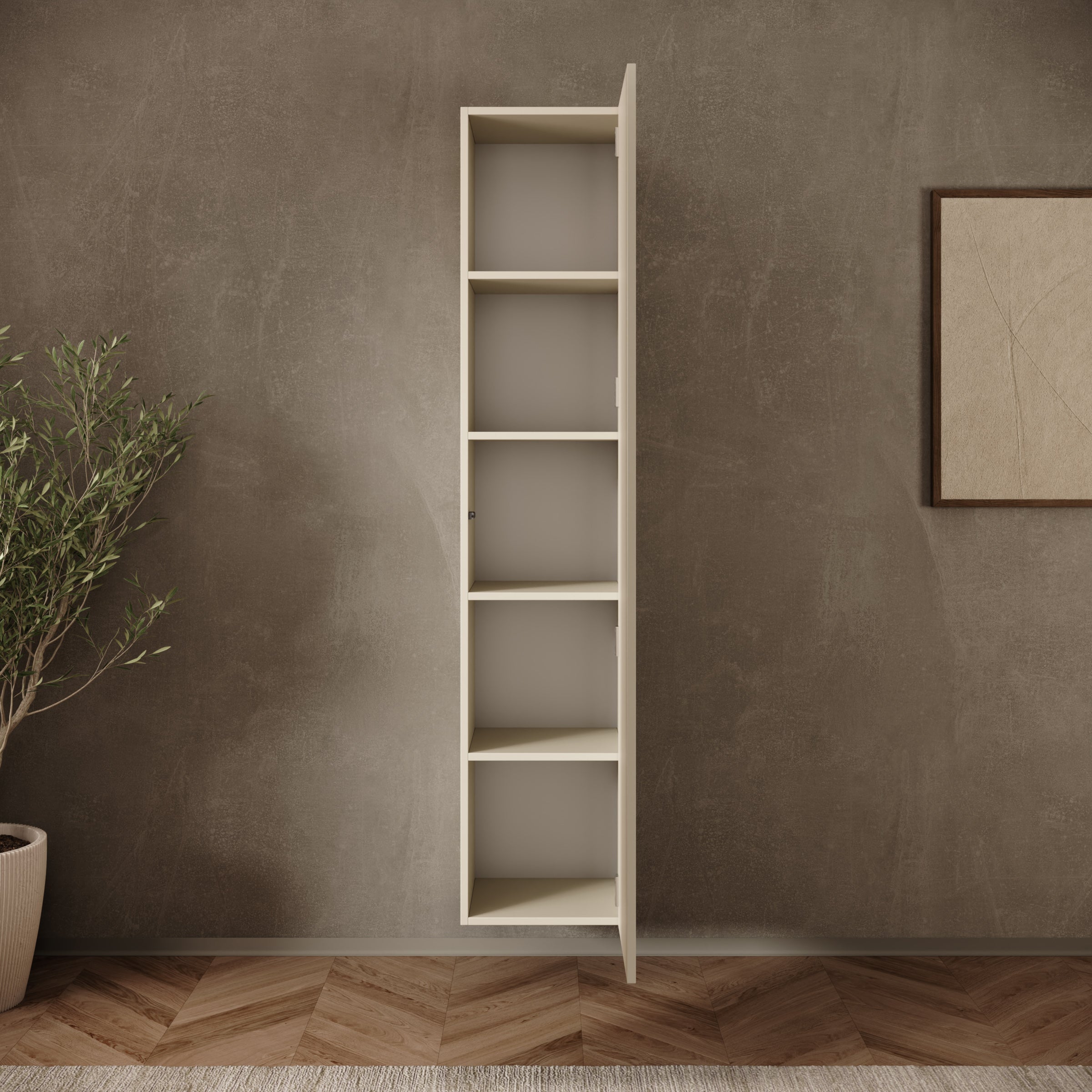 Merion - Vitrinekast - Beige - 35x32x168 cm