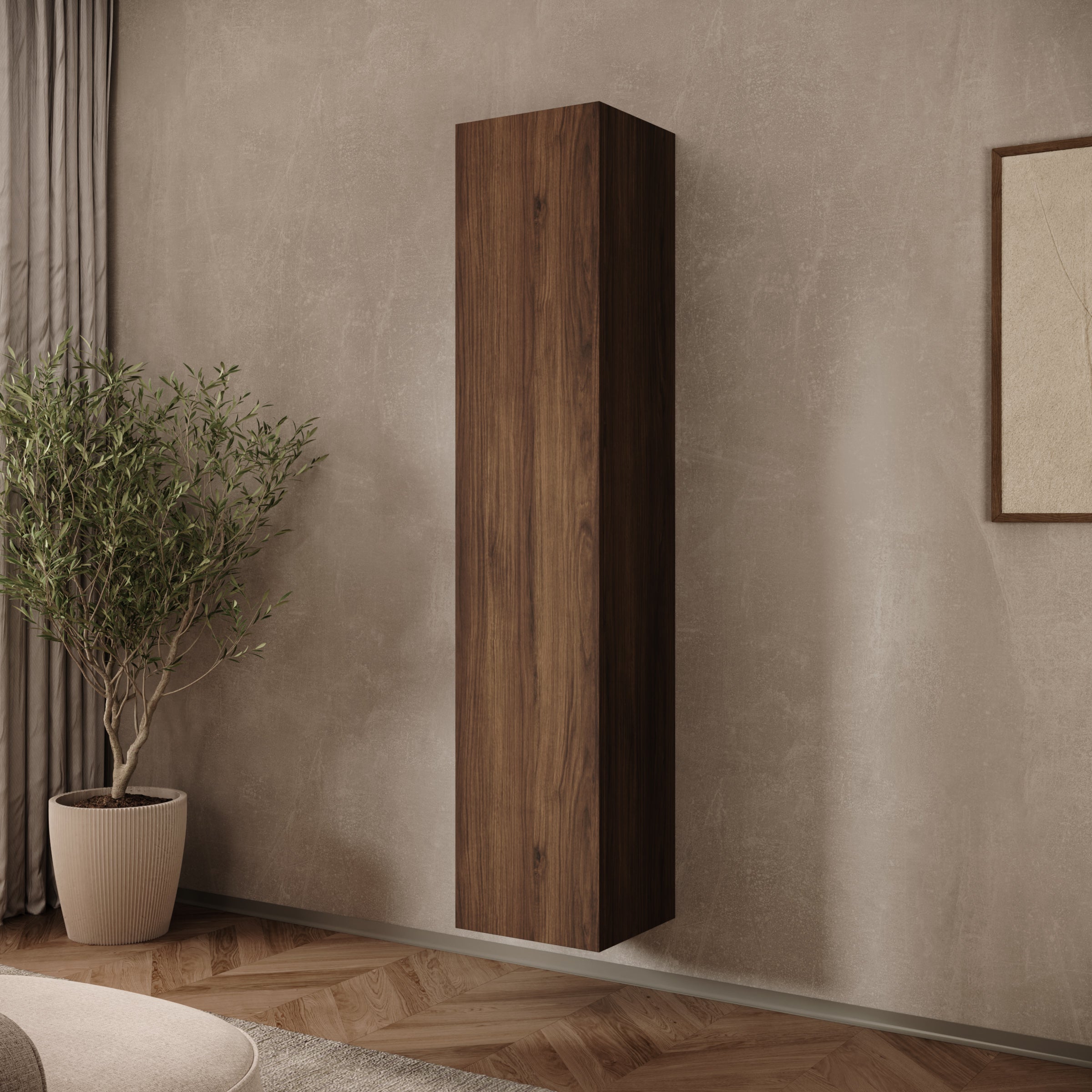 Merion - Vitrinekast - Walnootpatroon - 35x32x168 cm