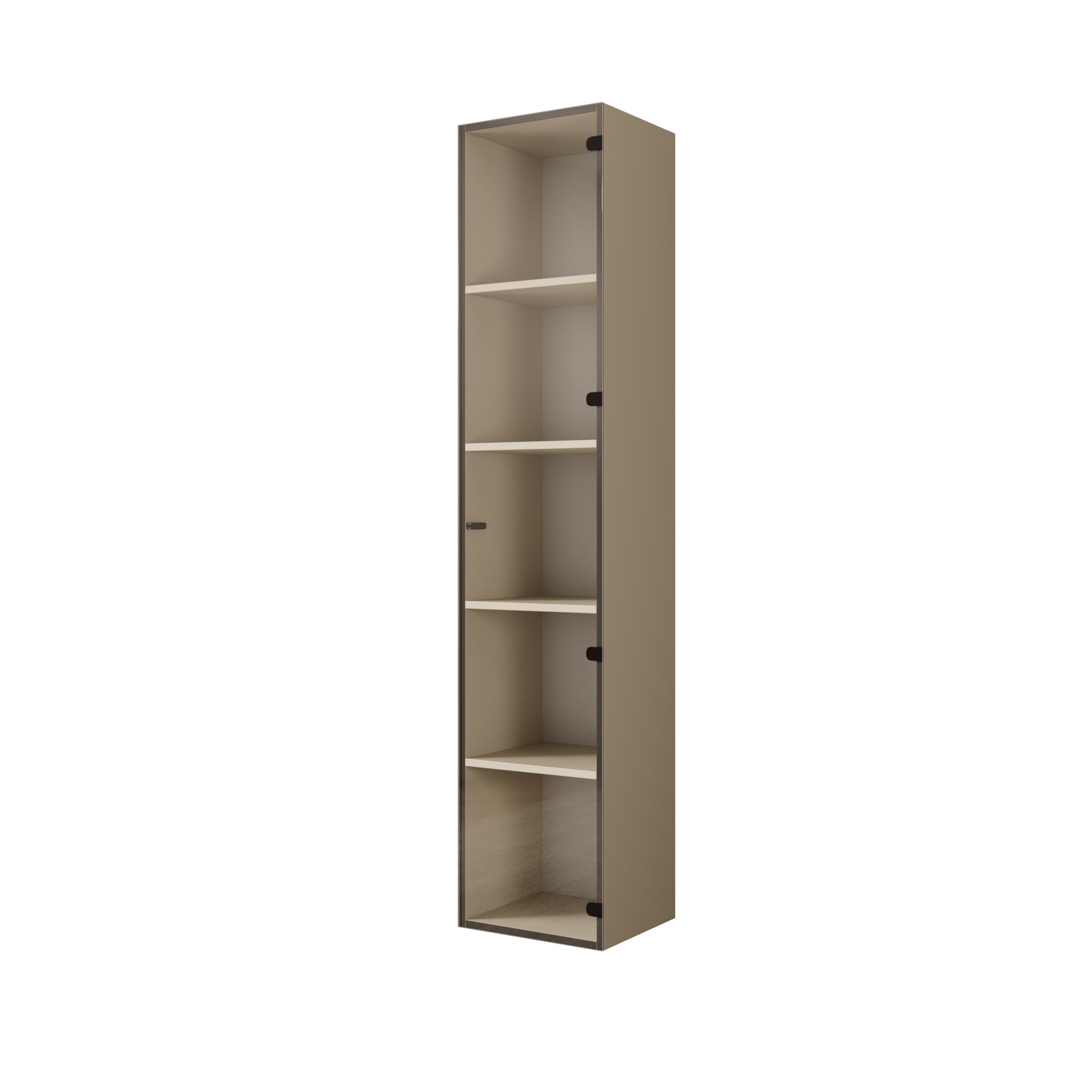Merion - Vitrinekast met glas - Beige - 35x32x168 cm
