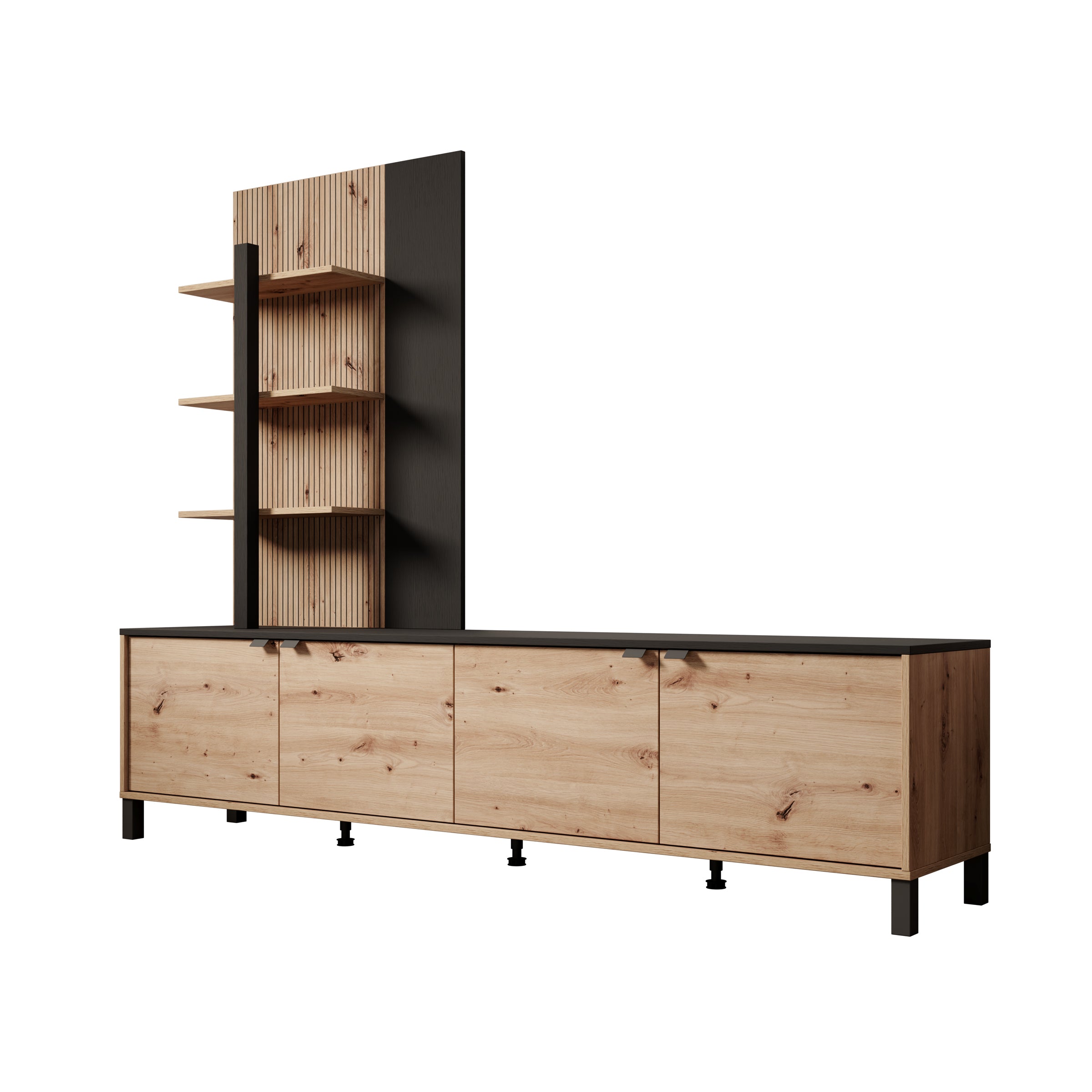 Merlo - Wandmeubel - Eikenpatroon - 208x40x167 cm