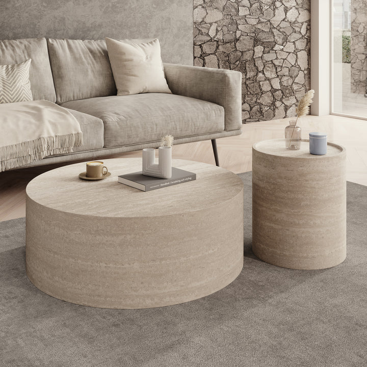 Mesa - Salontafel set van 2 - Travertin - 90x32 cm