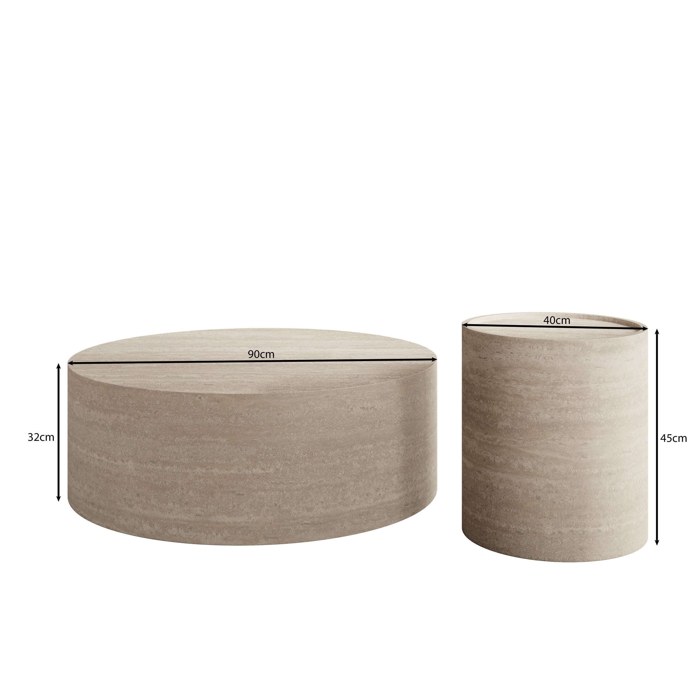 Mesa - Salontafel set van 2 - Travertin - 90x32 cm