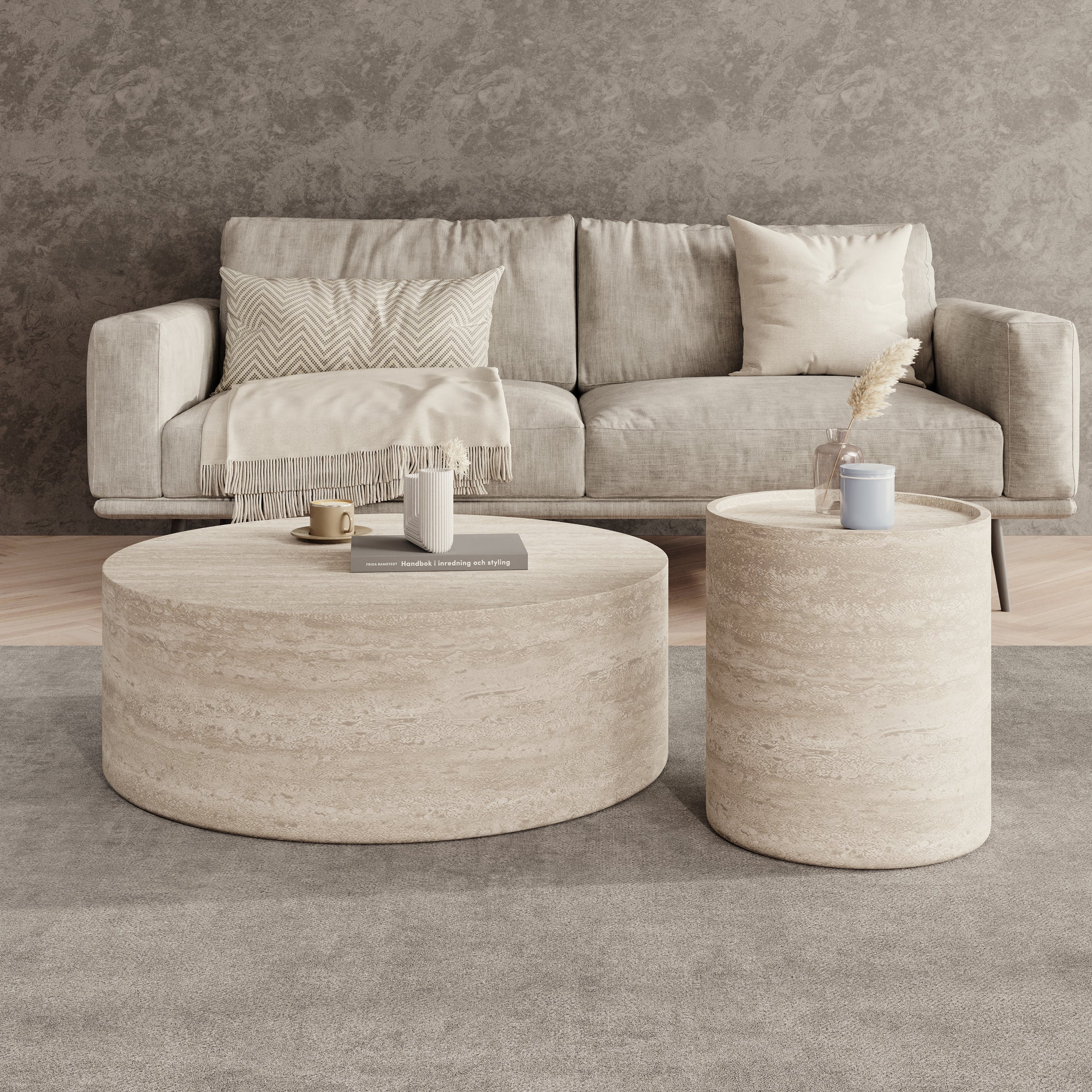Mesa - Salontafel set van 2 - Travertin - 90x32 cm