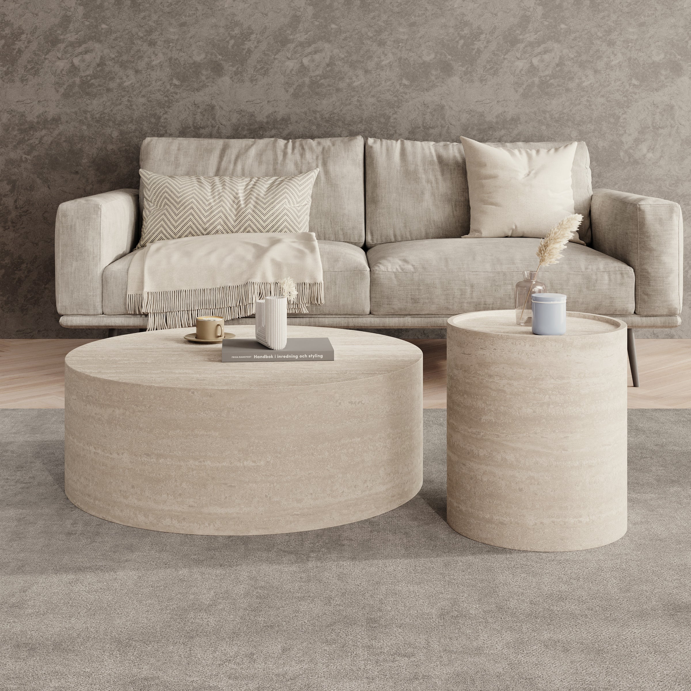 Mesa - Salontafel set van 2 - Travertin - 90x32 cm