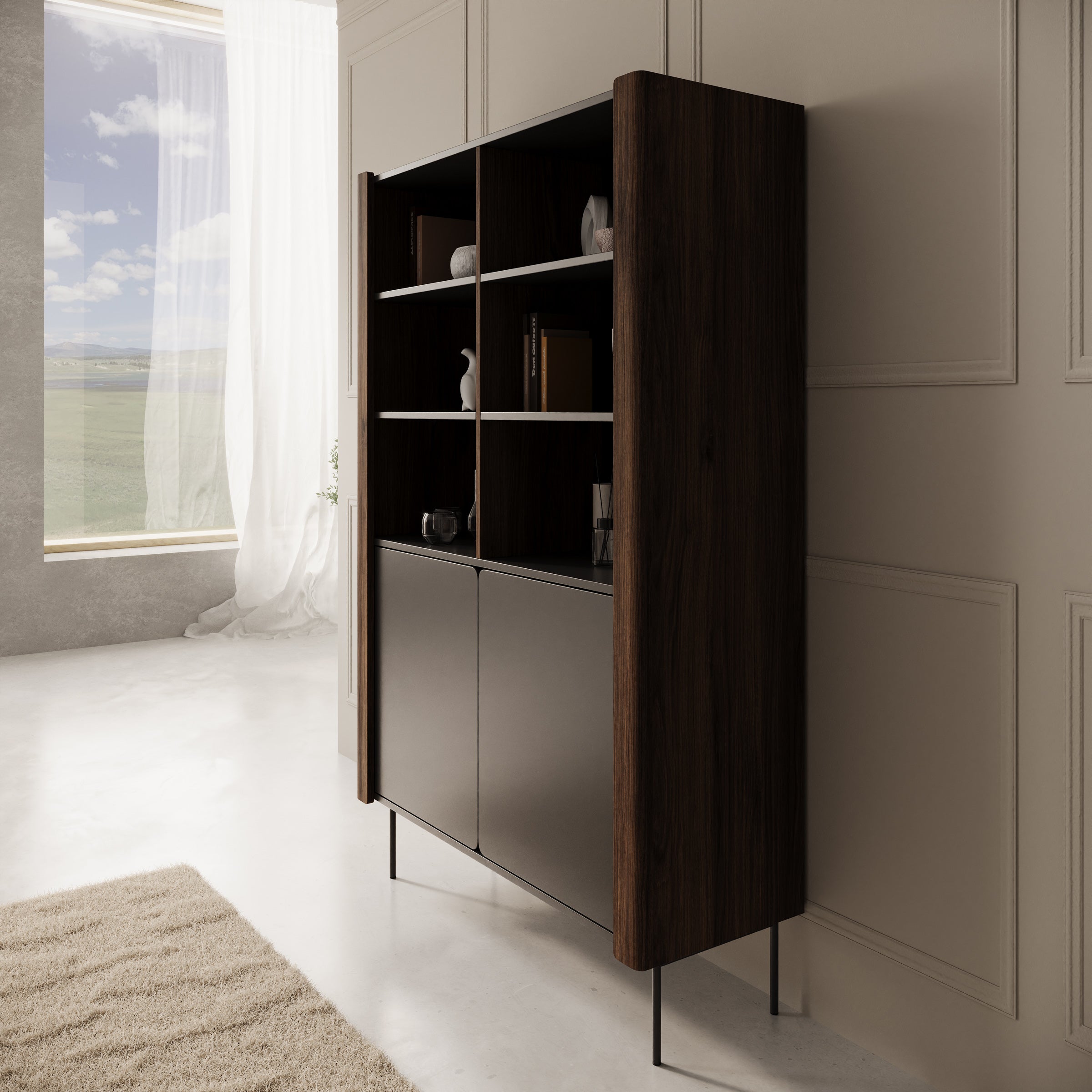 Lux - Boekenkast - Zwart - 105x40x167 cm