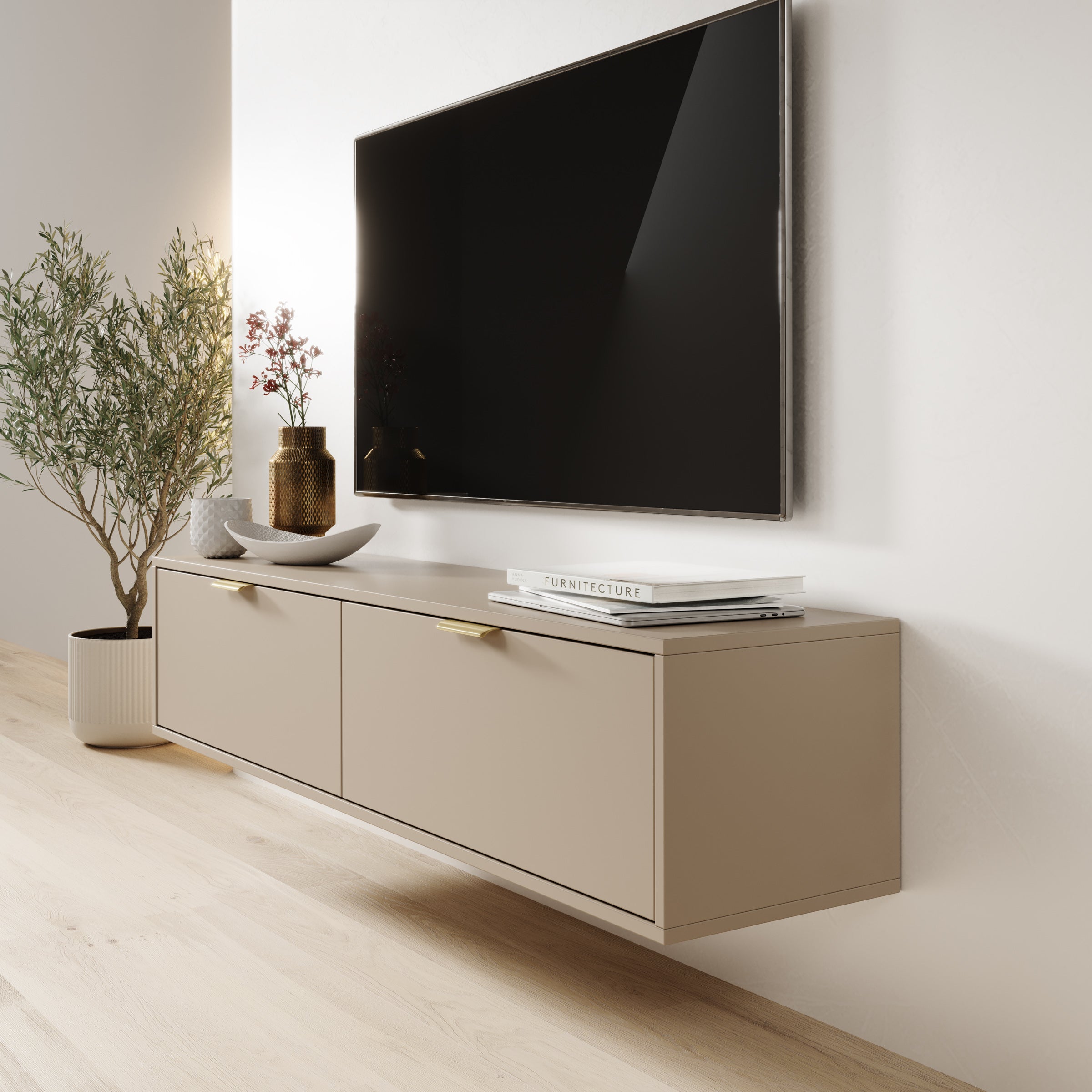 Silas - TV-Meubel - Beige - 140x33x35 cm