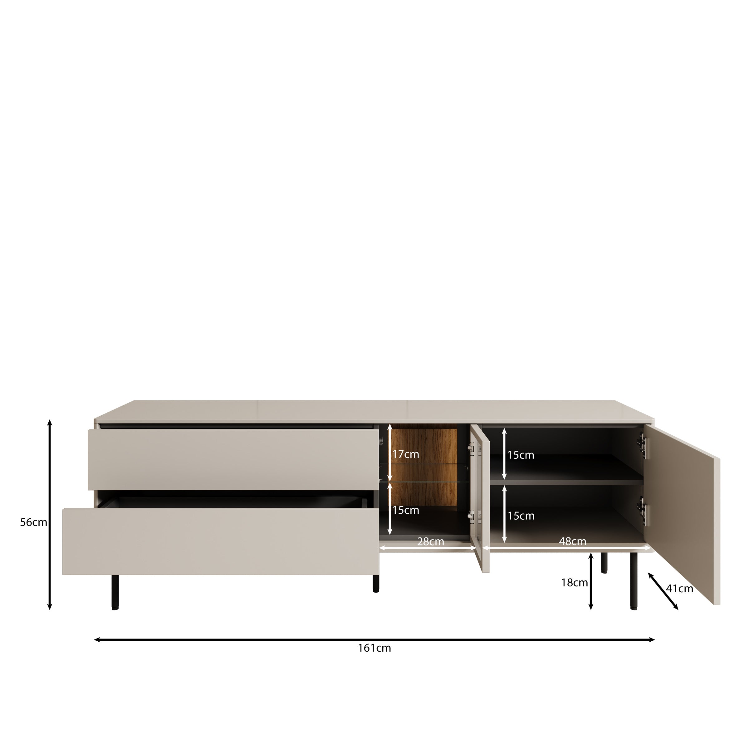 Estrella - TV-Meubel - Beige - 161x41x56 cm