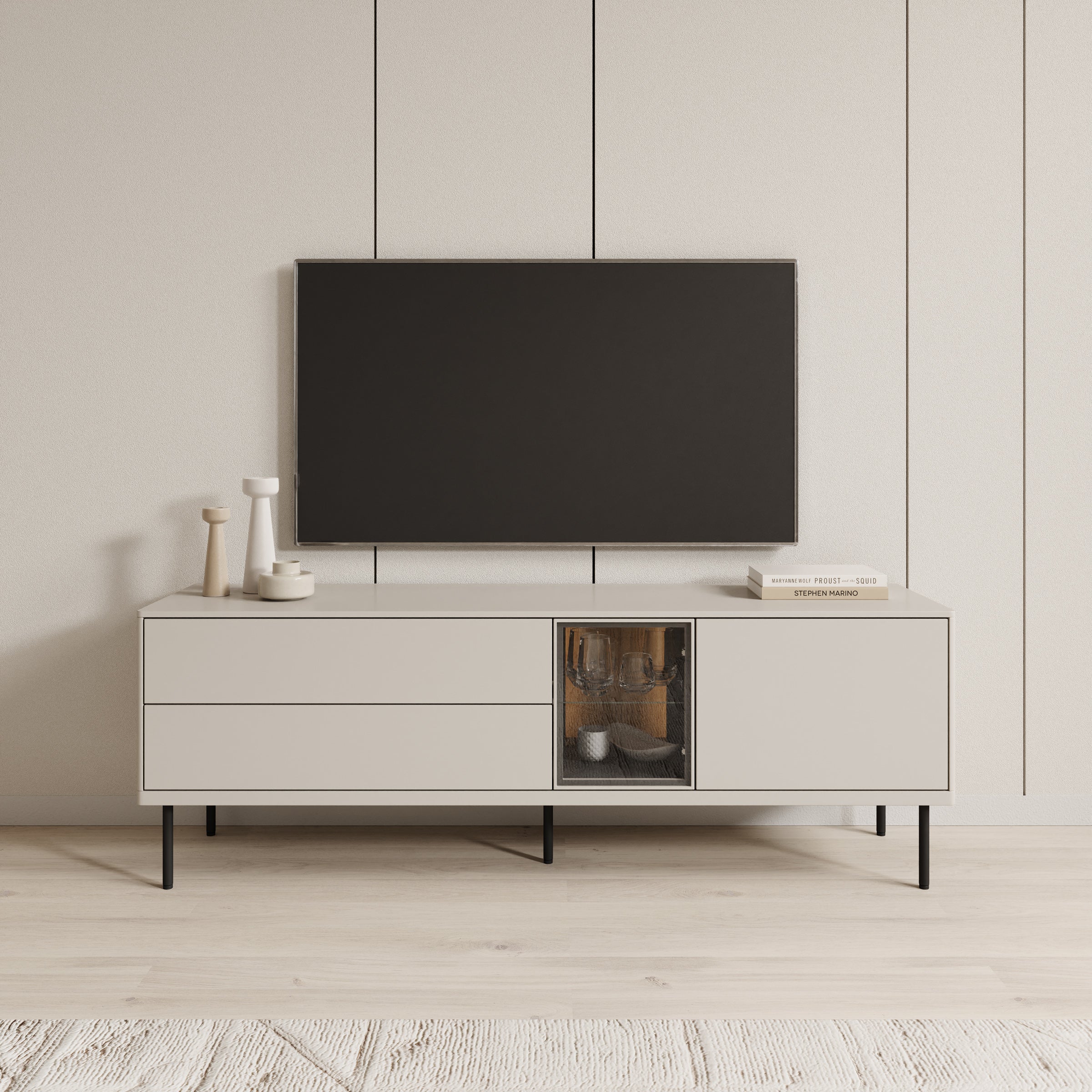 Estrella - TV-Meubel - Beige - 161x41x56 cm
