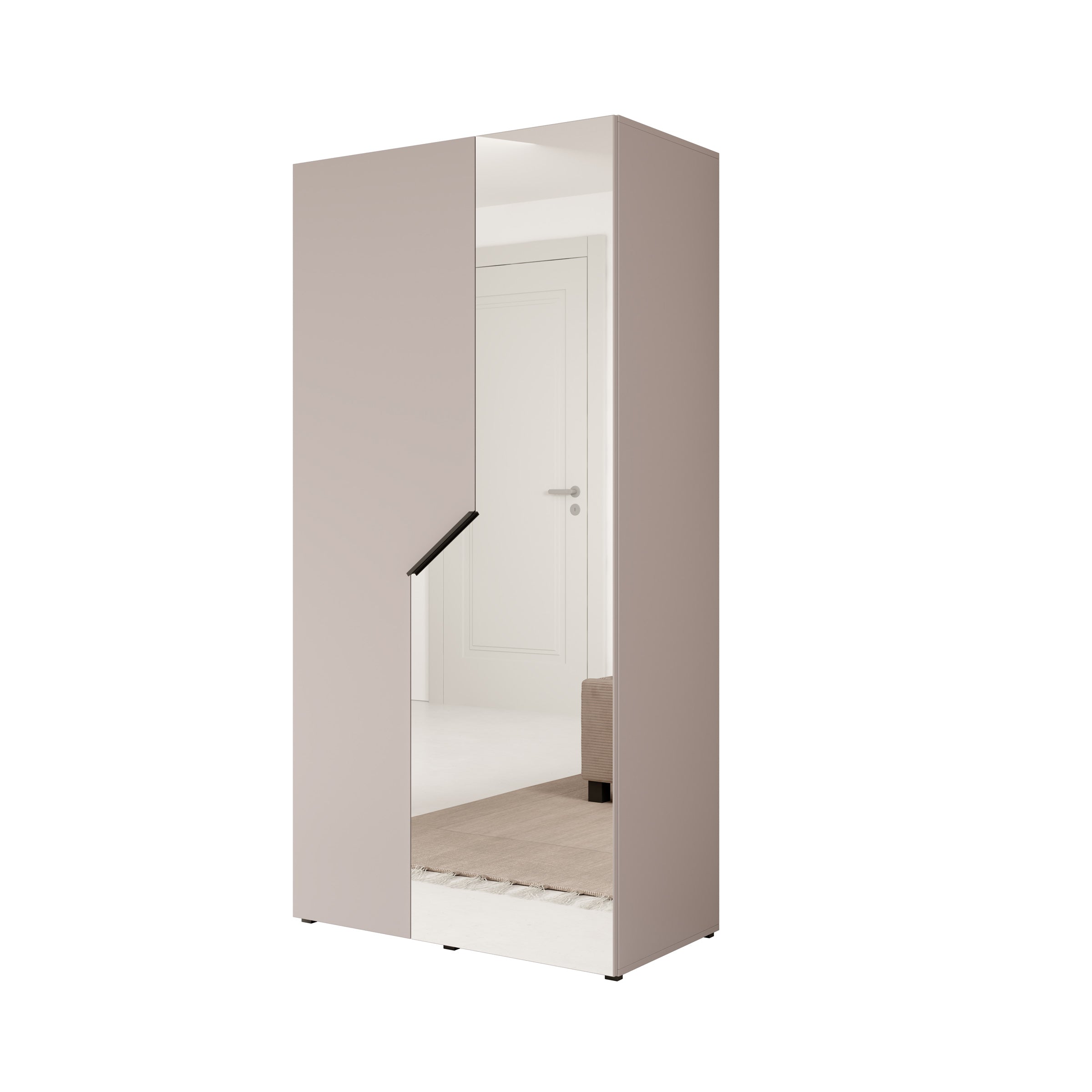Arena - Kledingkast 2-deurs met spiegel - Beige - 100x50x202 cm