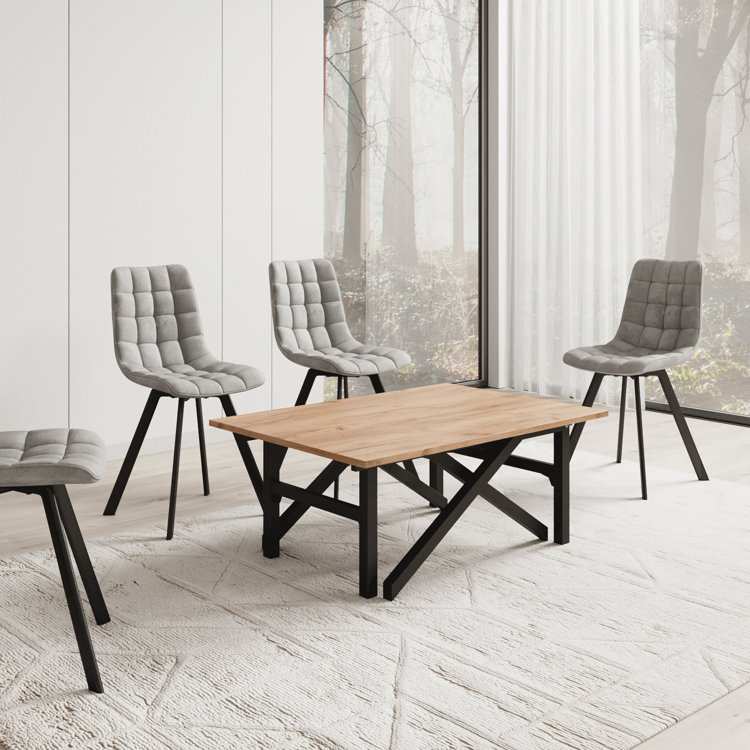 Xalir - Salontafel uitschuifbaar tot eettafel - Eikenpatroon - 100x70x40 cm