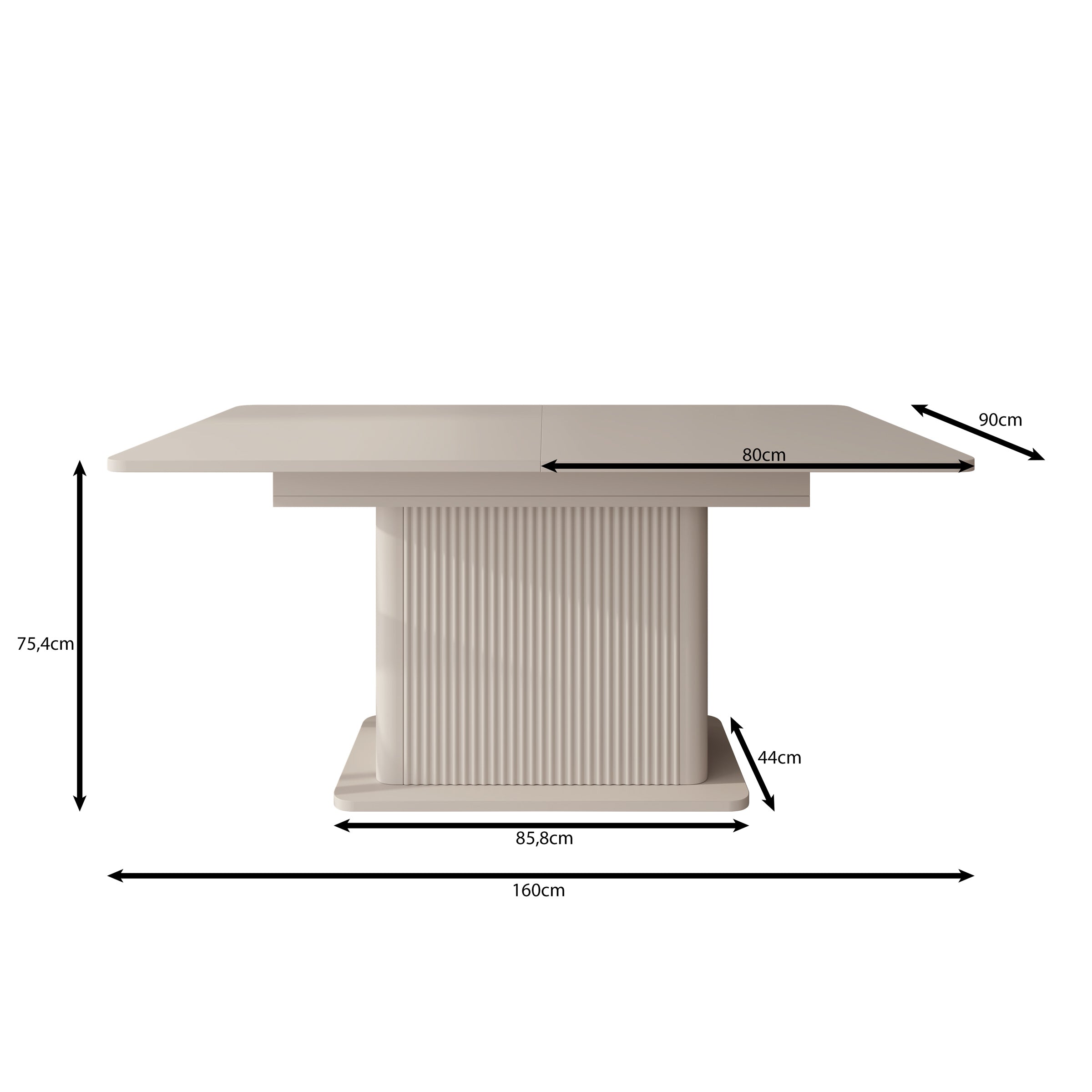 Lima - Eetkamertafel - Uitschuifbaar - Beige - 160-200x90x75 cm
