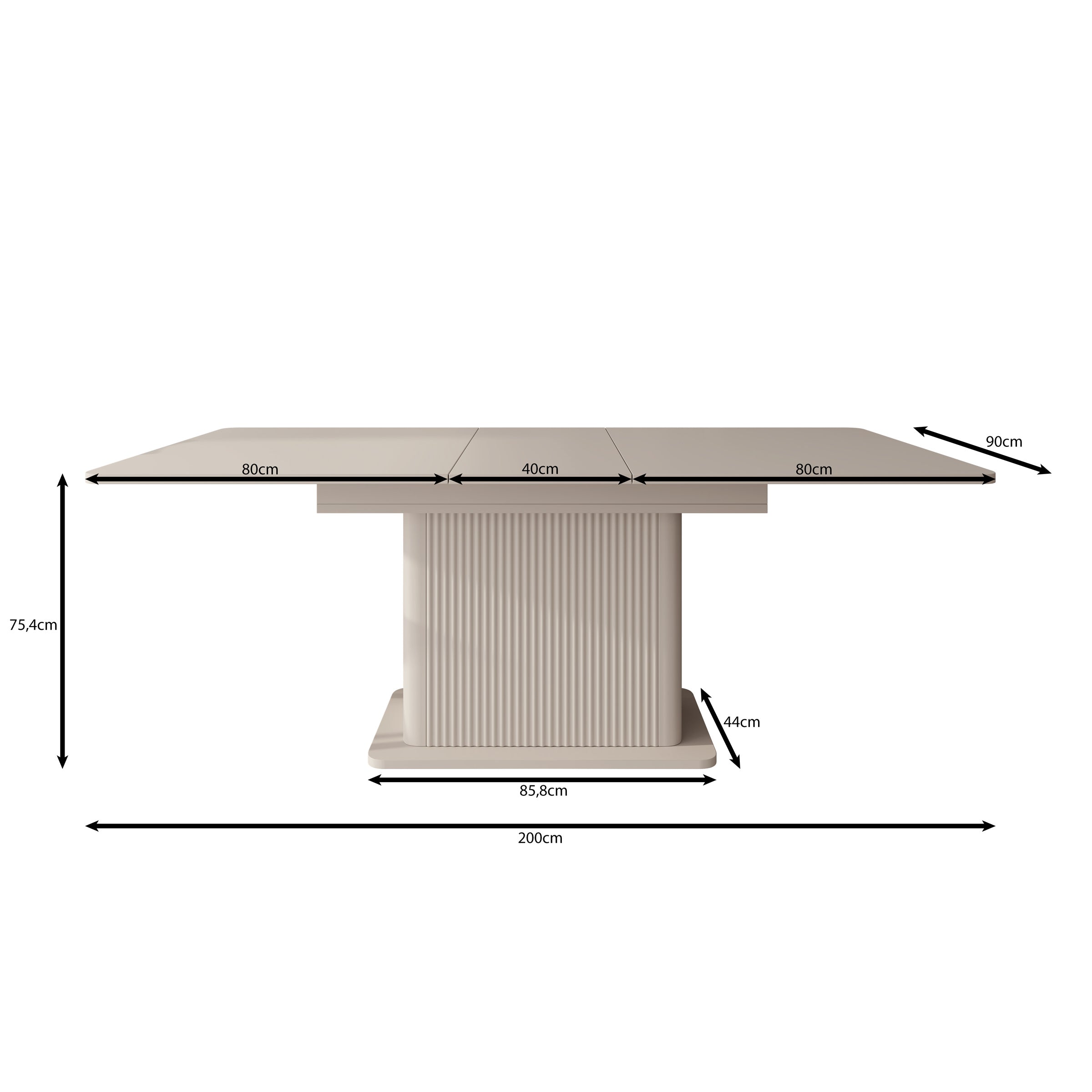 Lima - Eetkamertafel - Uitschuifbaar - Beige - 160-200x90x75 cm