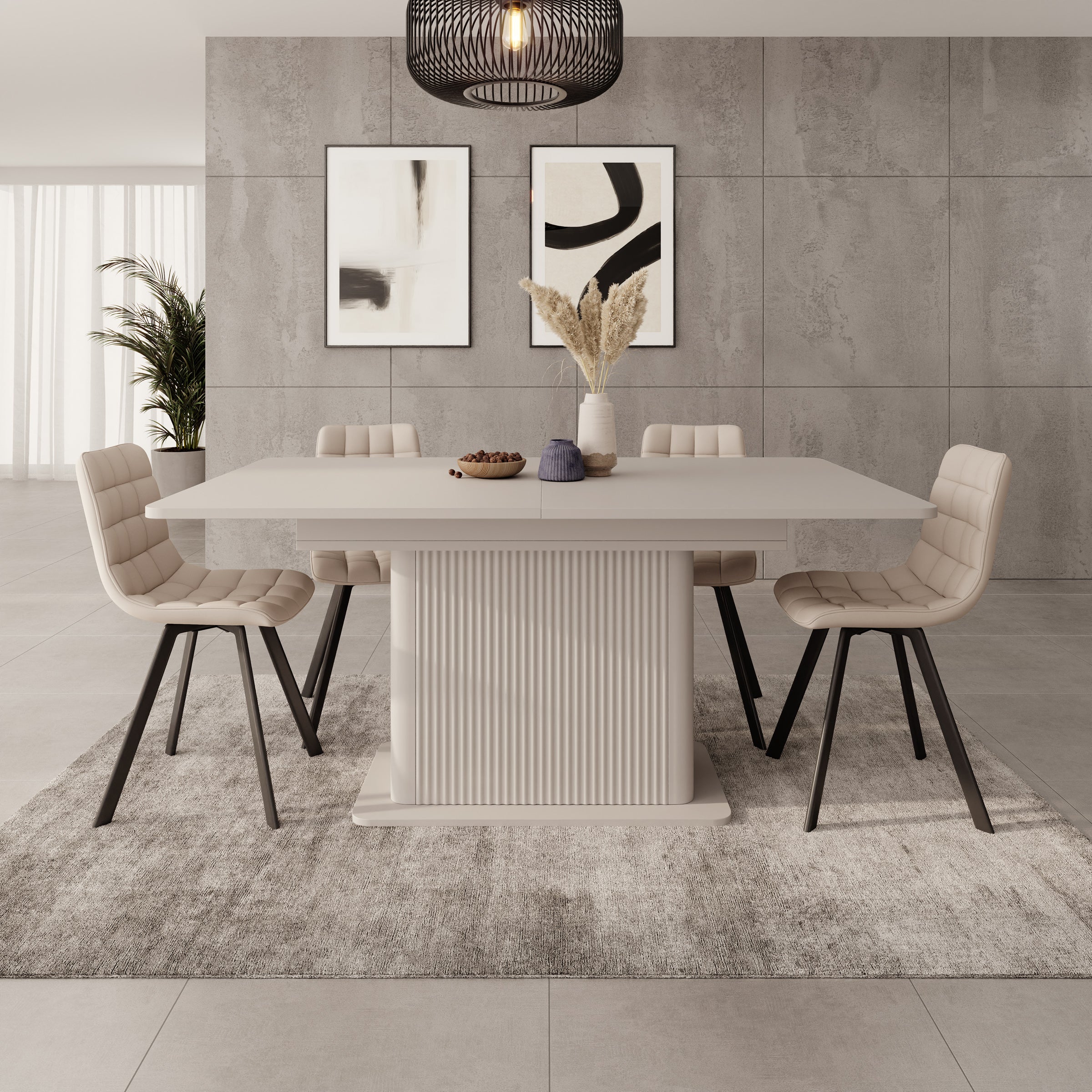 Lima - Eetkamertafel - Uitschuifbaar - Beige - 160-200x90x75 cm