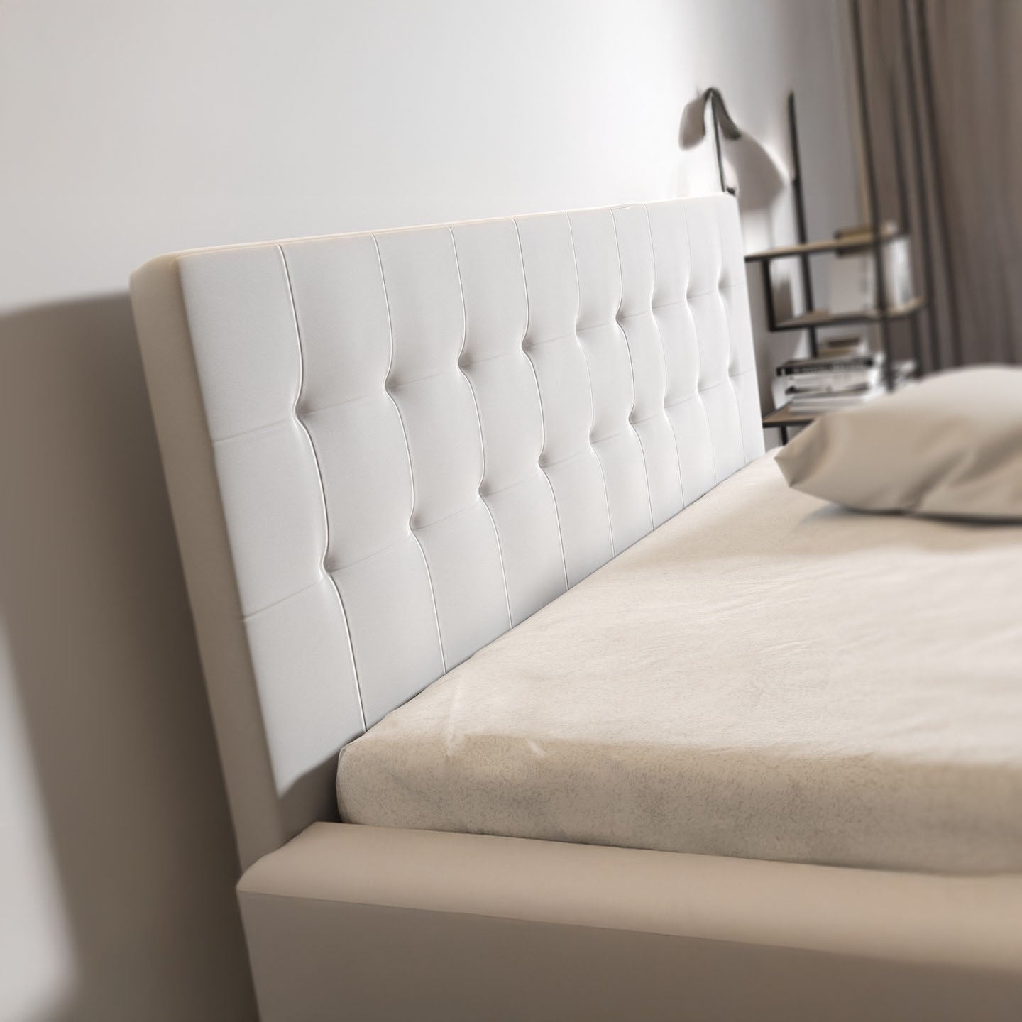 Milo - Tweepersoonsbed met lades - Wit - 140x200 cm