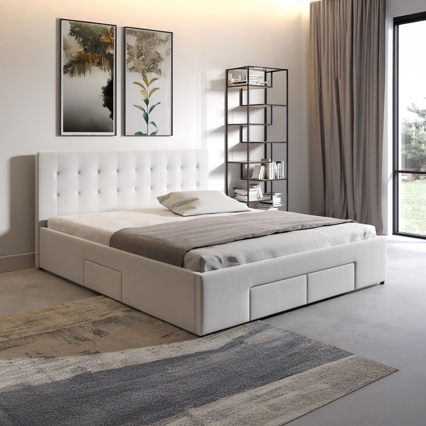 Milo - Tweepersoonsbed met lades - Wit - 160x200 cm