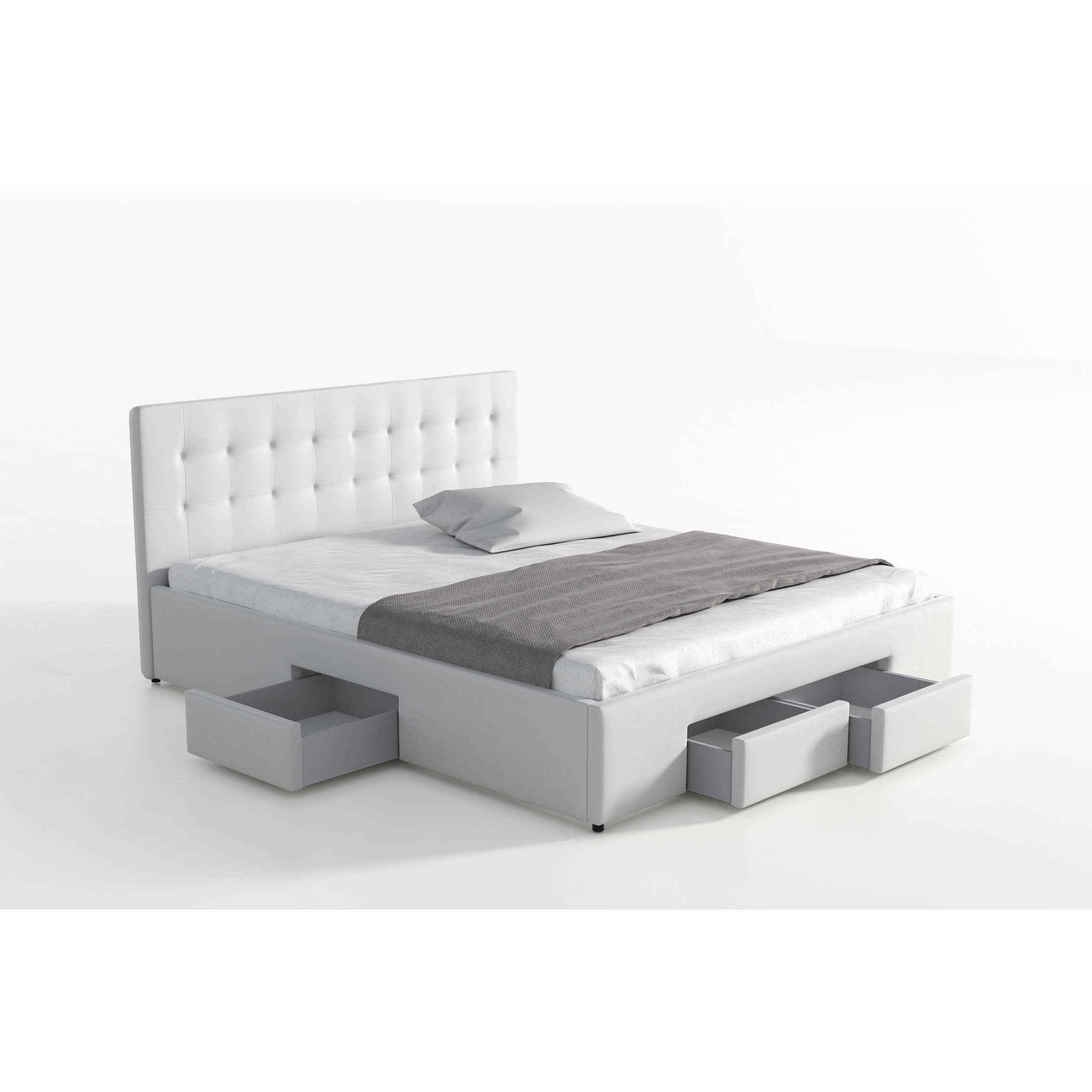 Milo - Tweepersoonsbed met lades - Wit - 160x200 cm
